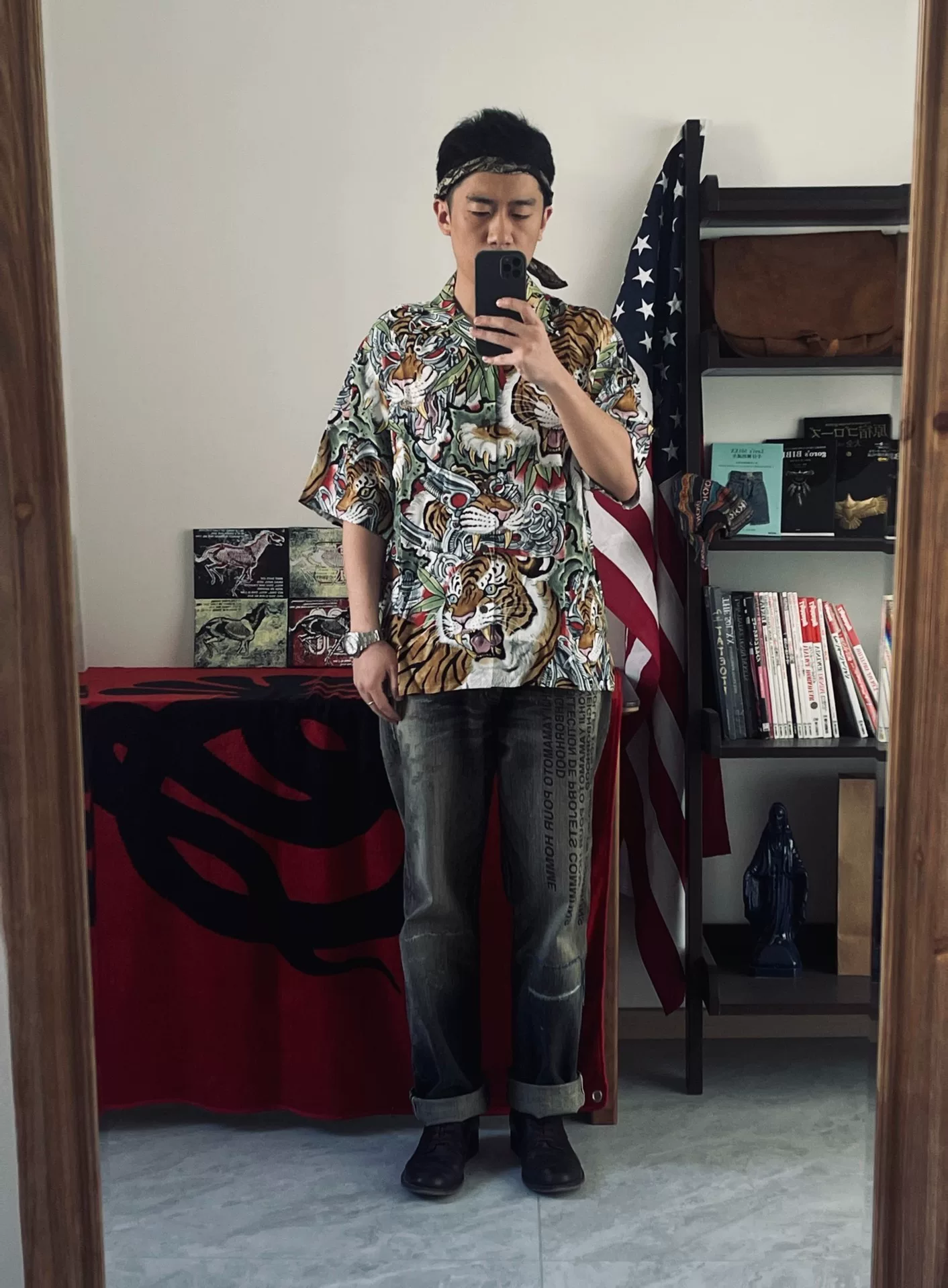 Wacko Maria x Tim Lehi Tiger Hawaiian Shirt — detail