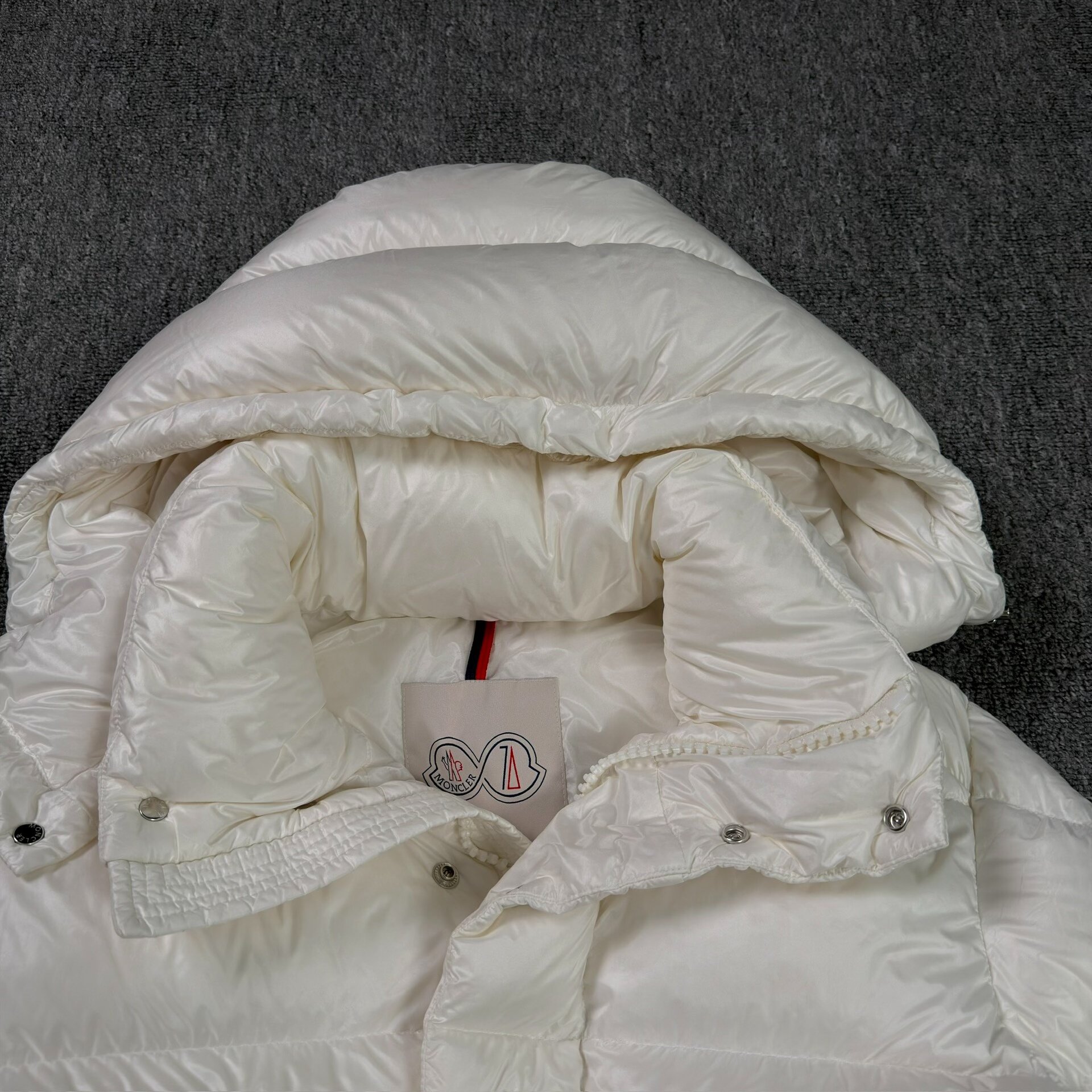 Moncler Maya 70th Anniversary Limited White Down Jacket — detail