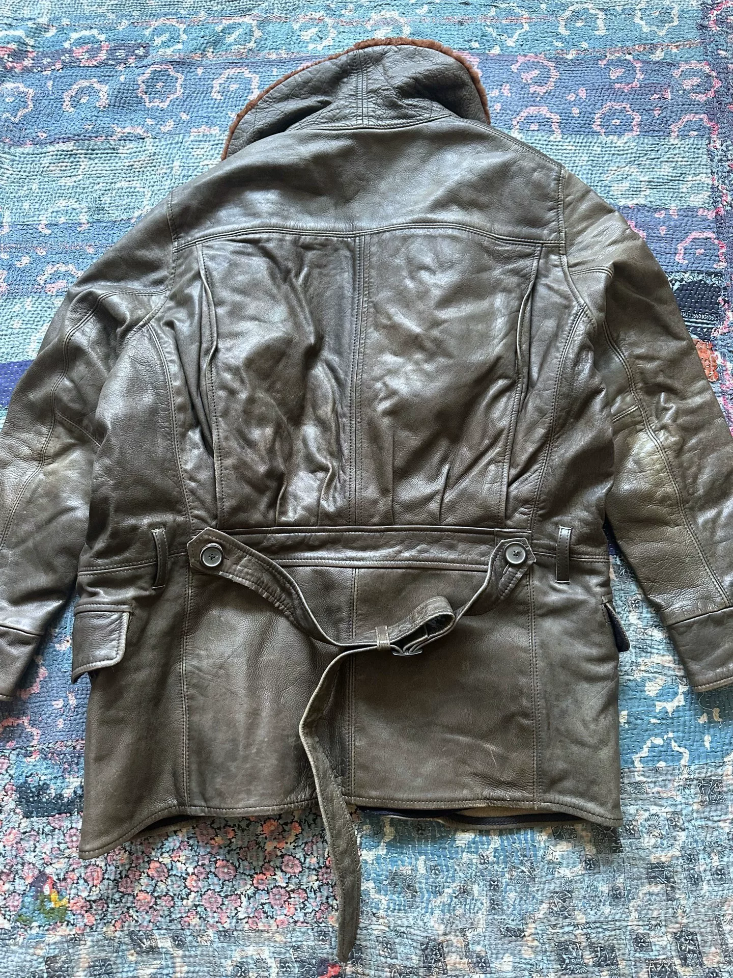Levi's LVC Brown Fur Collar Leather Jacket — front