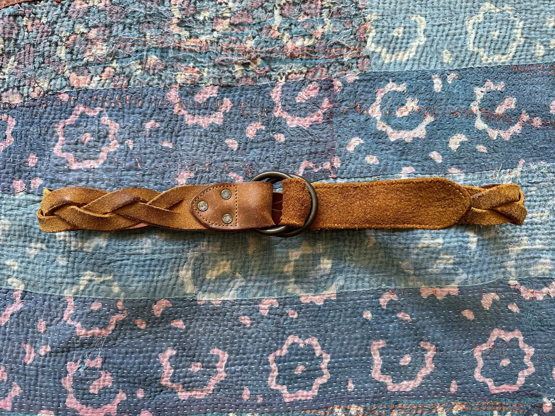 RRL Woven Double Ring Leather Belt