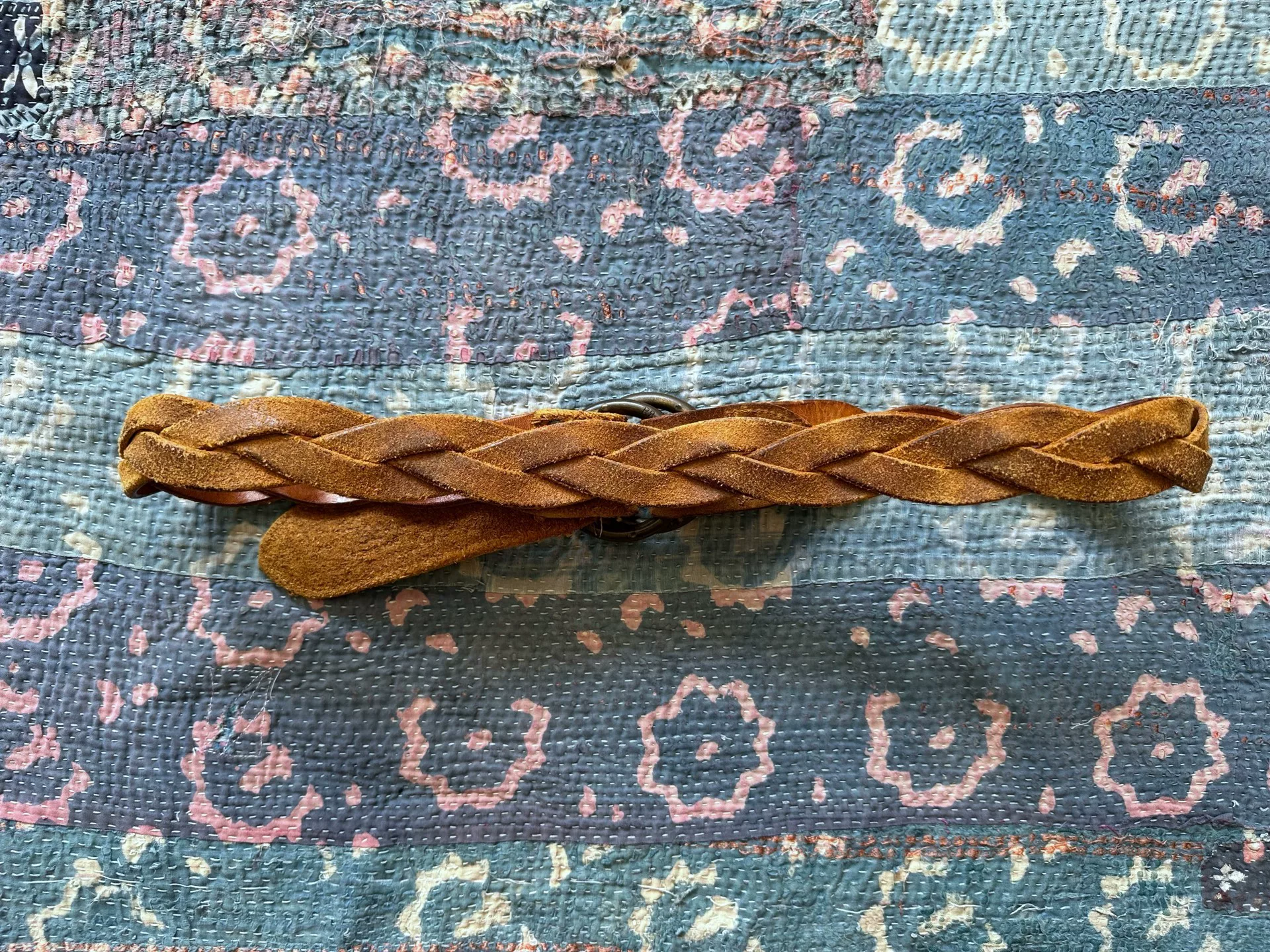 RRL Woven Double Ring Leather Belt — front