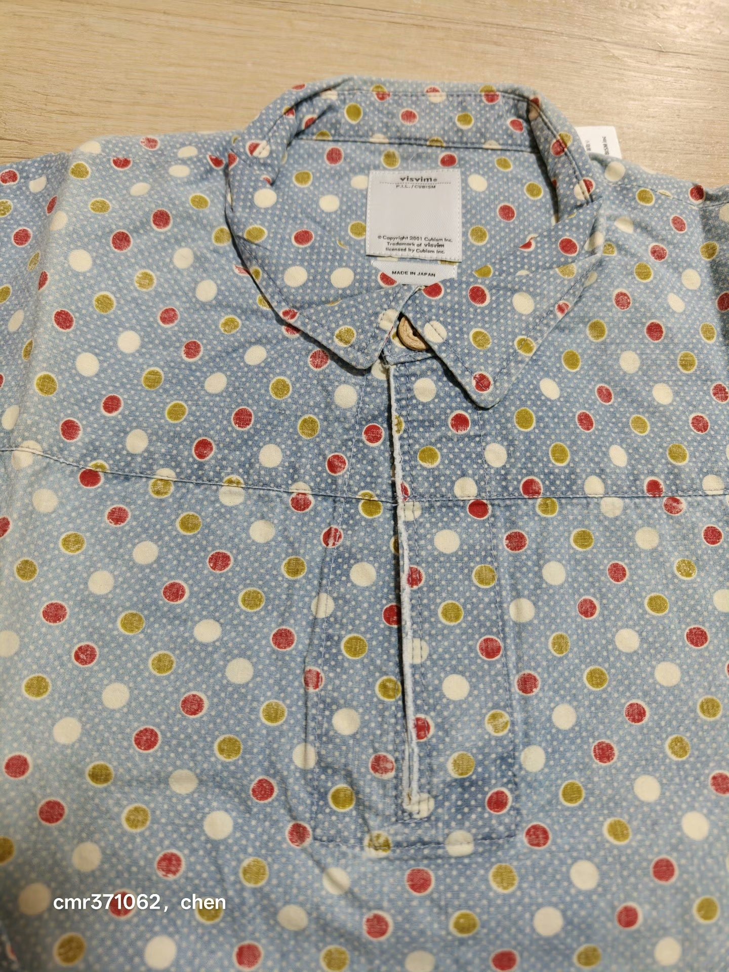 visvim 15AW Kerchief Double Dots Tunic — label
