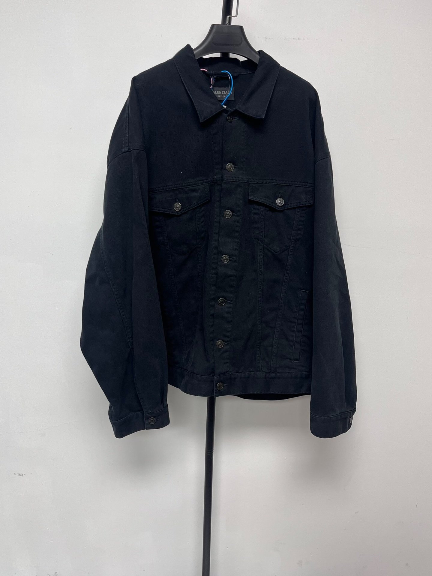 Balenciaga Logo Black Denim Jacket — front