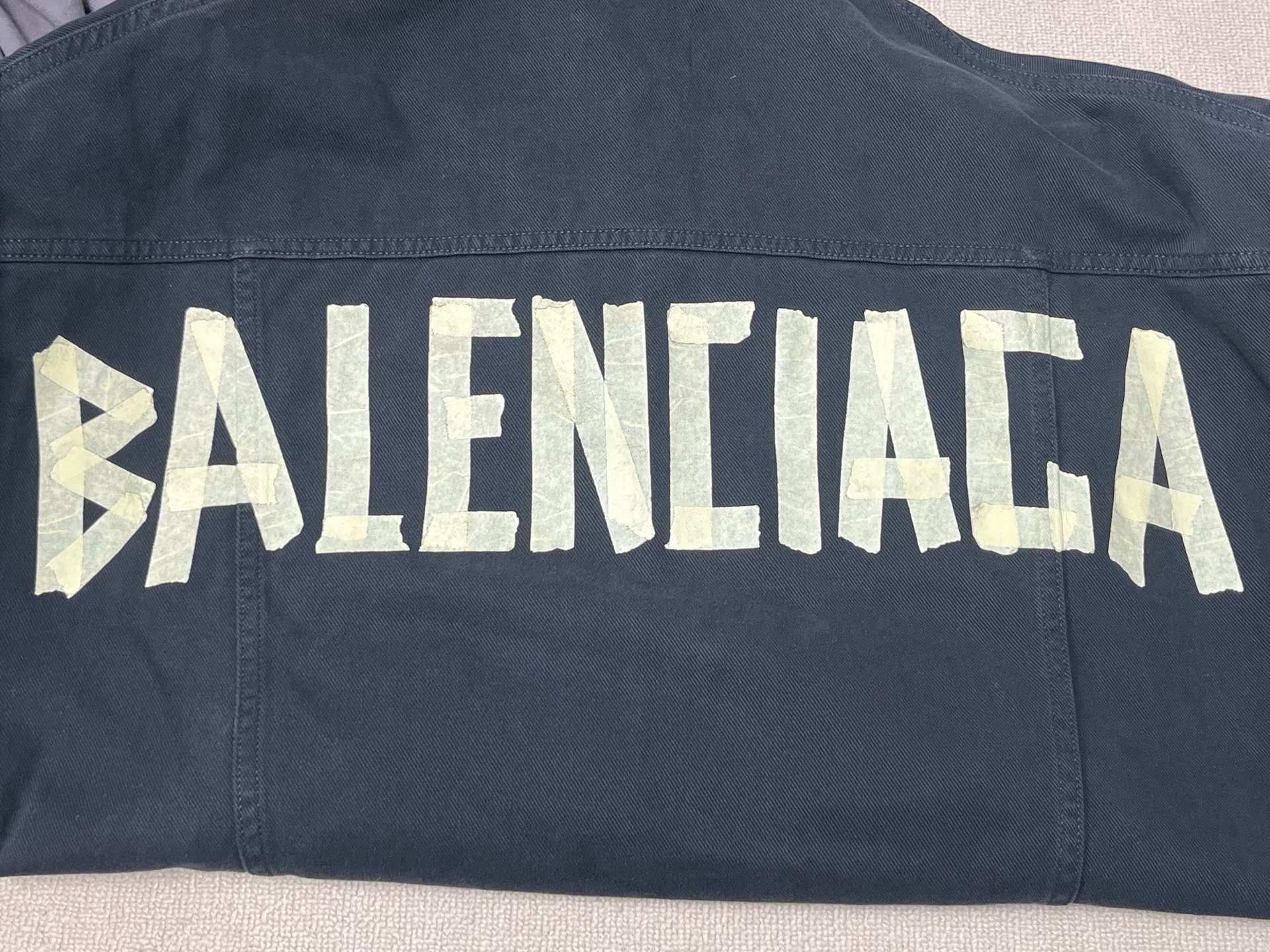Balenciaga Logo Black Denim Jacket — detail