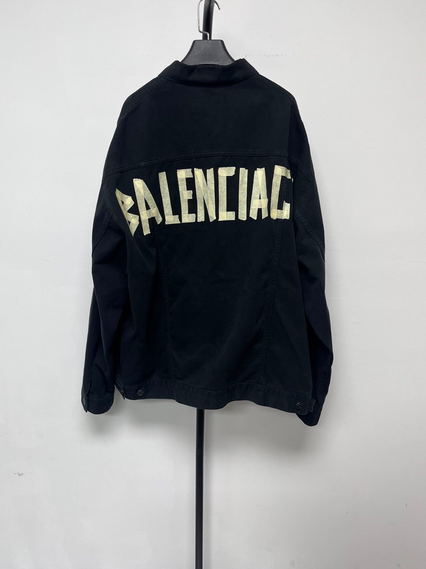 Balenciaga Logo Black Denim Jacket