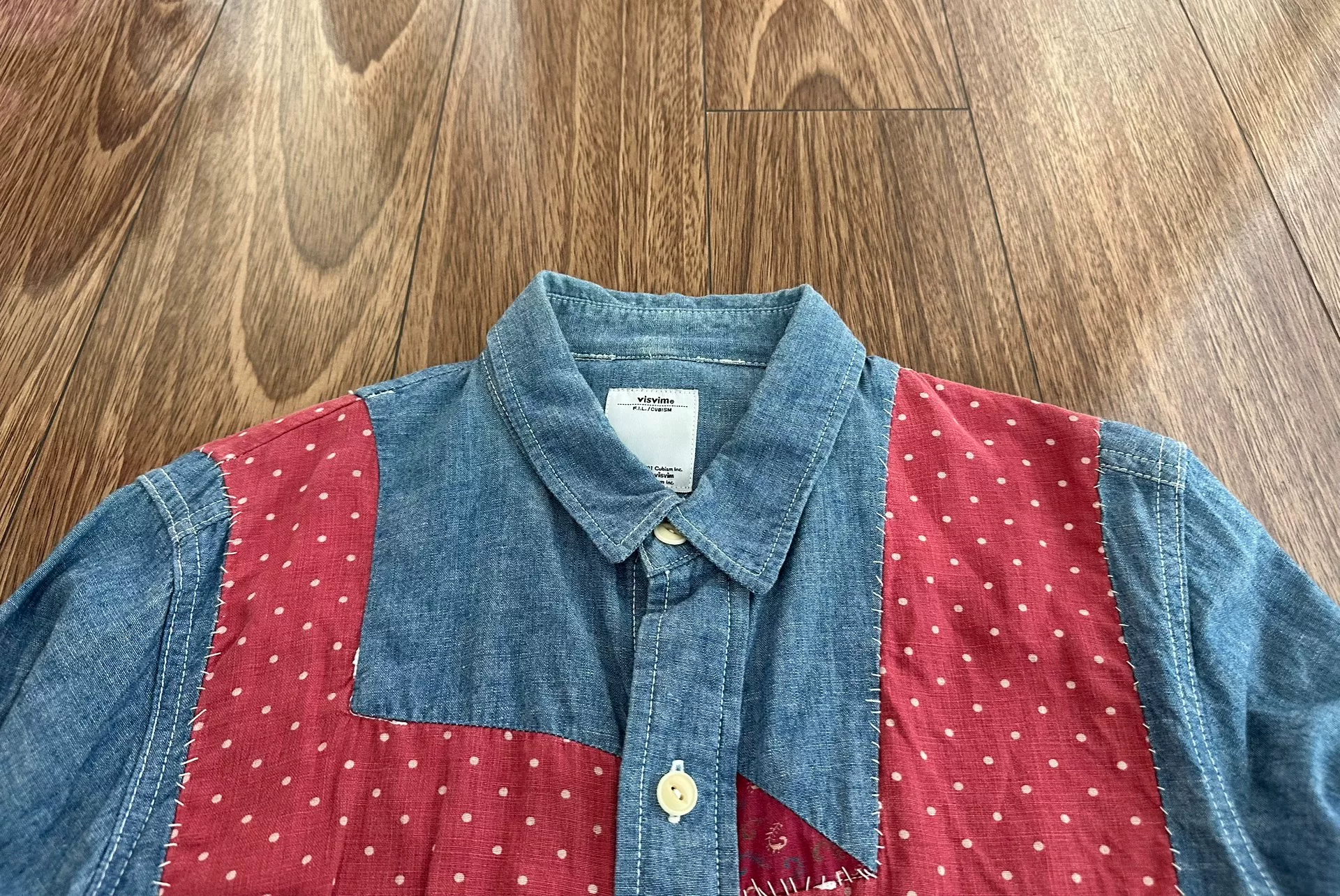 VISVIM Granger Chambray Patchwork Shirt — detail