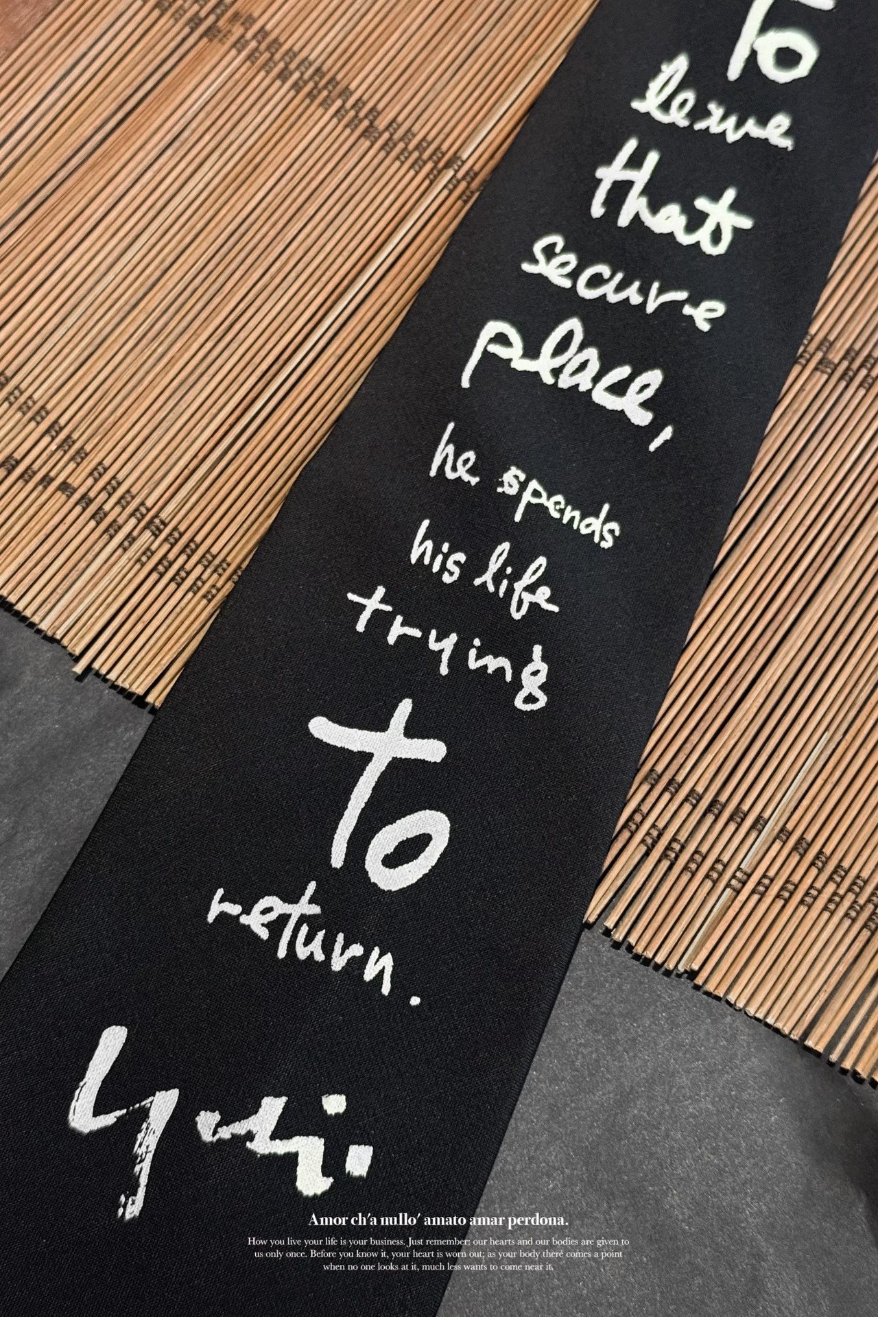 Yohji Yamamoto Archive Handwritten Silk Tie — front