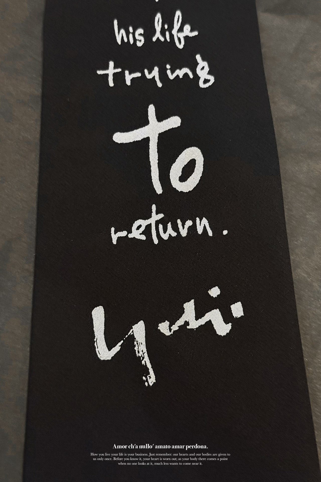 Yohji Yamamoto Archive Handwritten Silk Tie — back