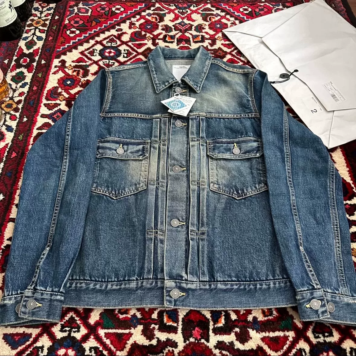 visvim 101 12ss Yellow Mud Denim Jacket — detail