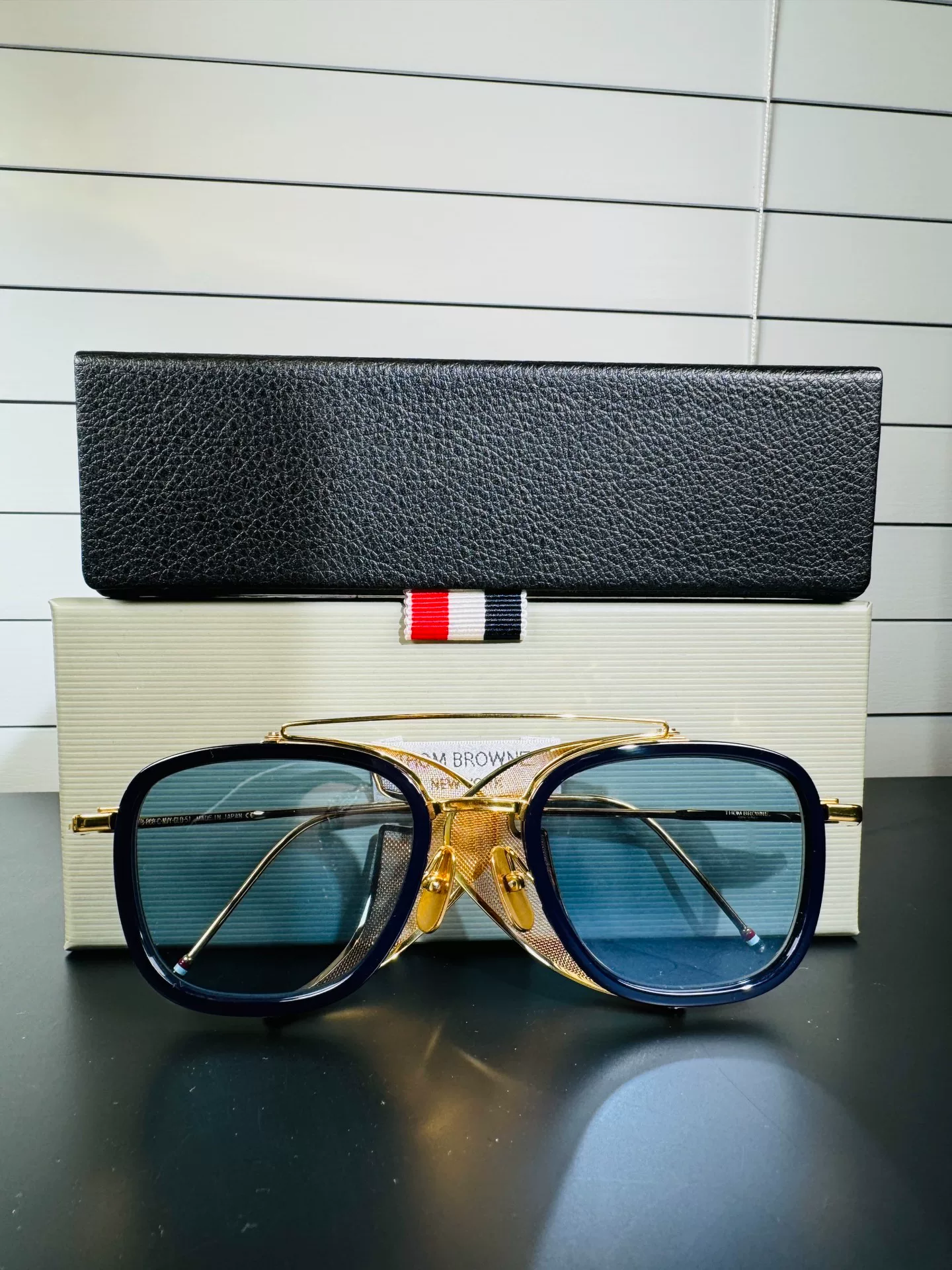 Thom Browne TB-808 Gold Square Sunglasses