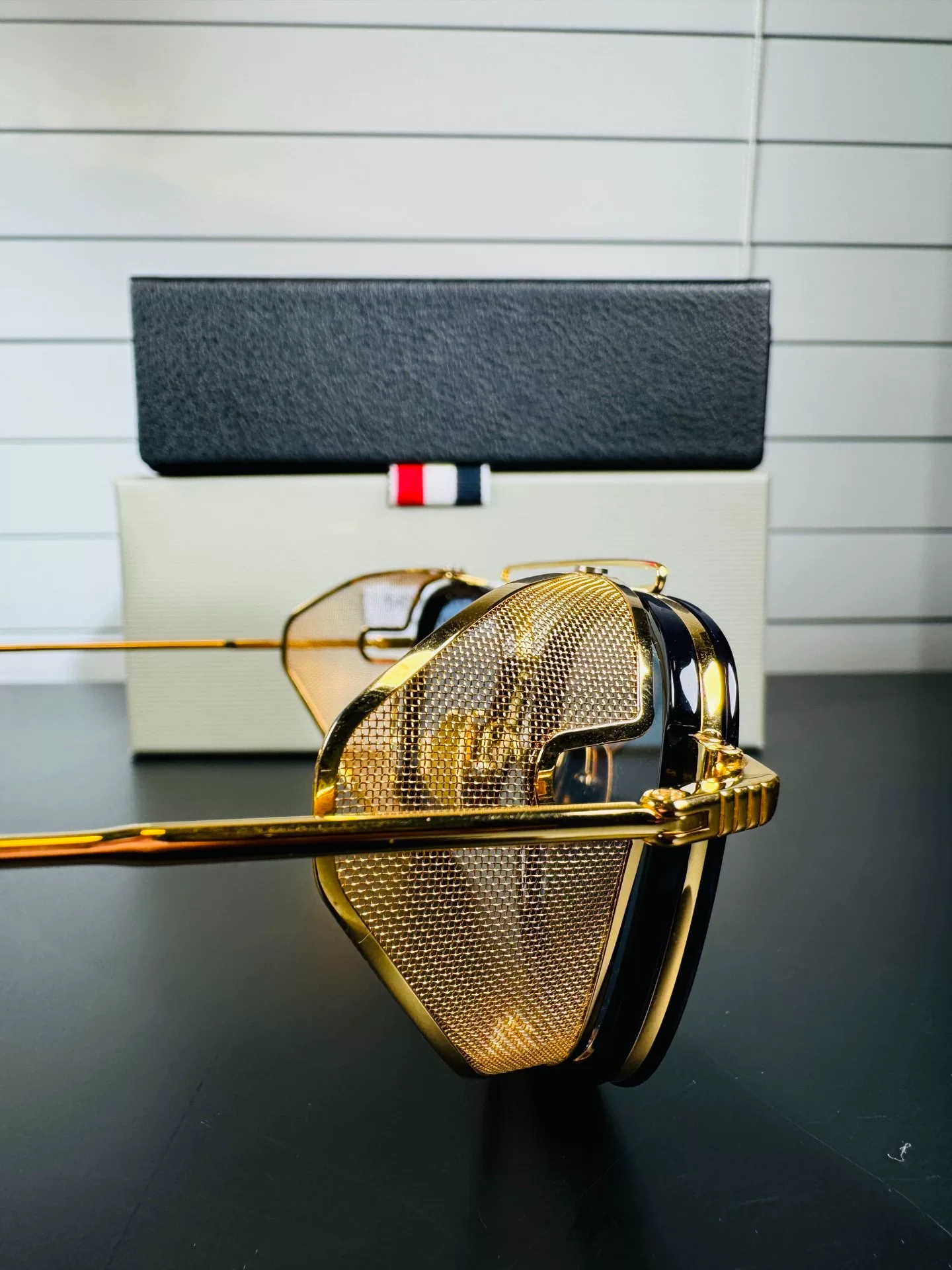 Thom Browne TB-808 Gold Square Sunglasses — label