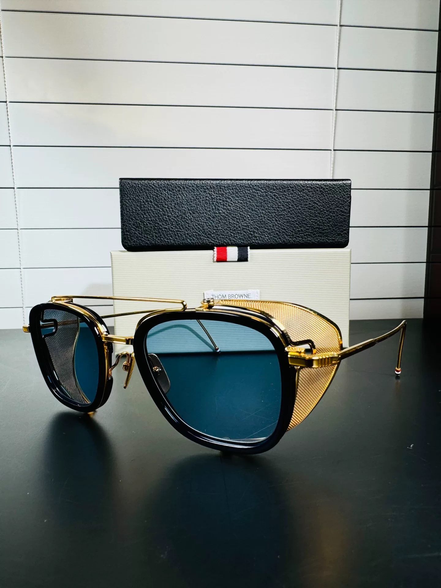Thom Browne TB-808 Gold Square Sunglasses — detail