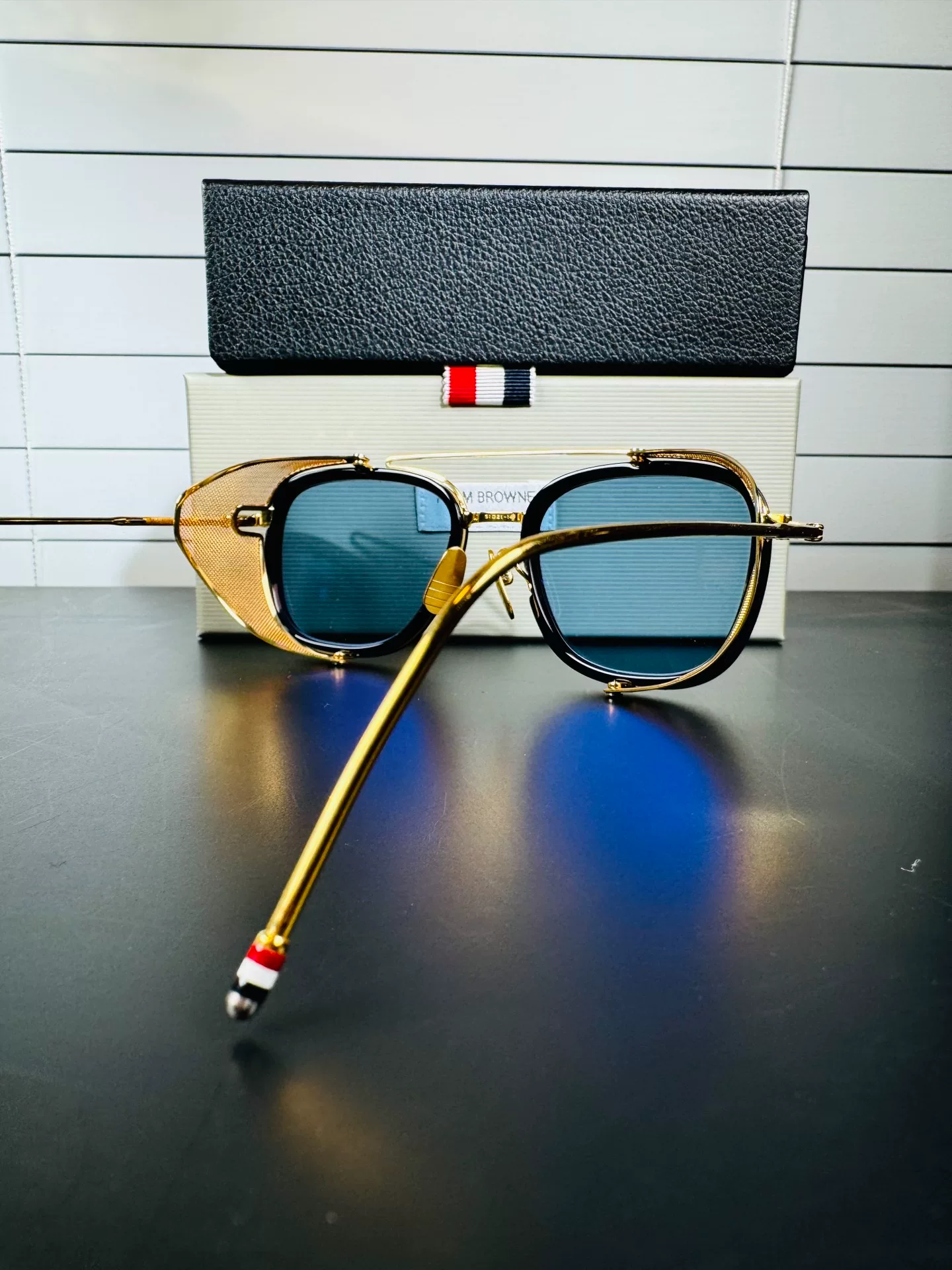 Thom Browne TB-808 Gold Square Sunglasses — back