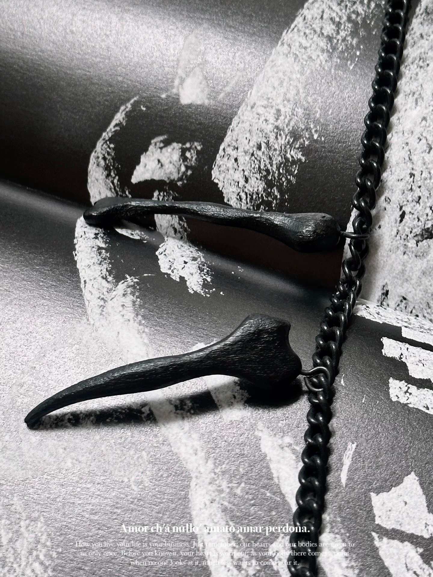 Yohji Yamamoto Wooden Carved Face Necklace — front