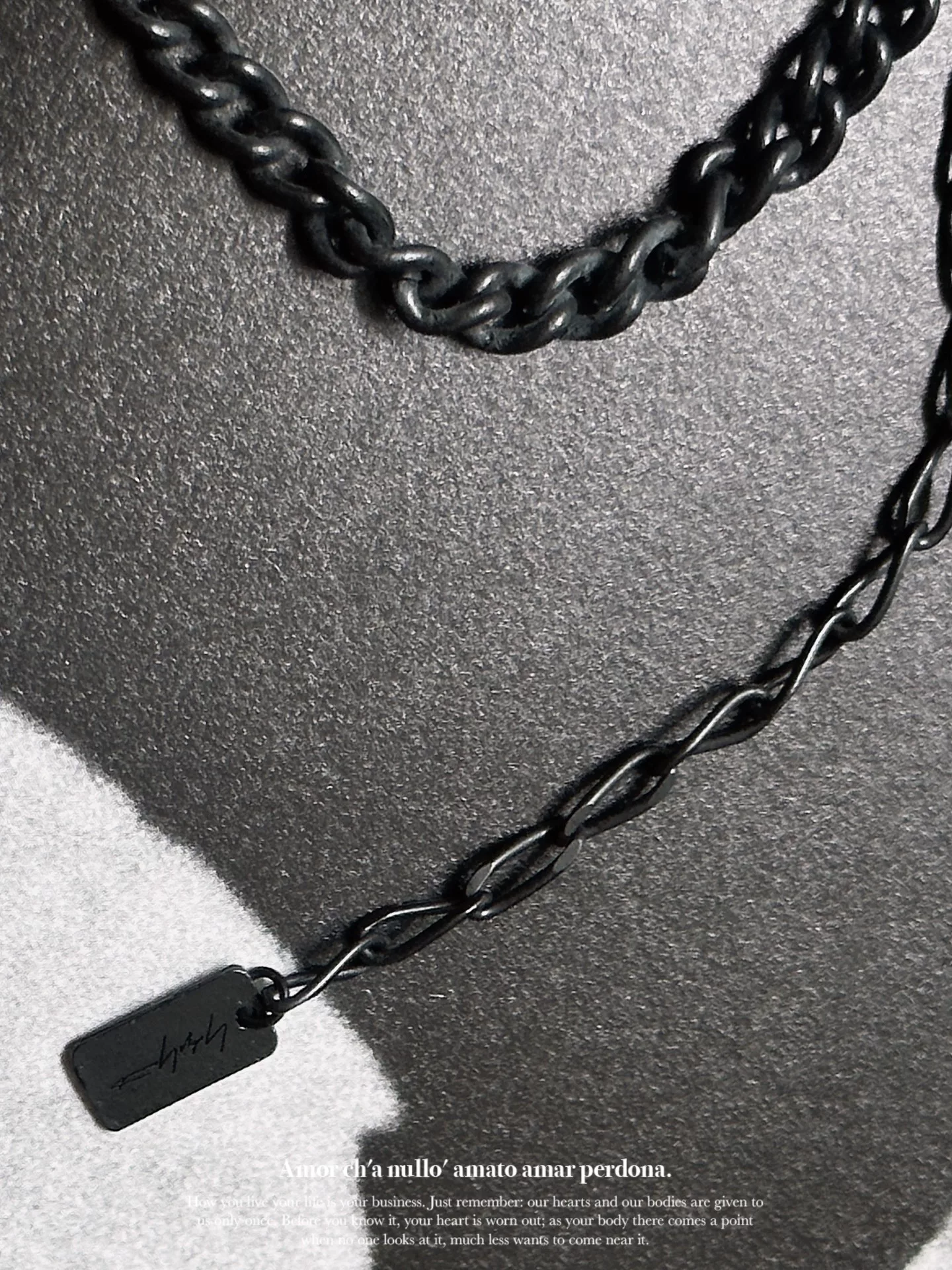 Yohji Yamamoto Wooden Carved Face Necklace — label