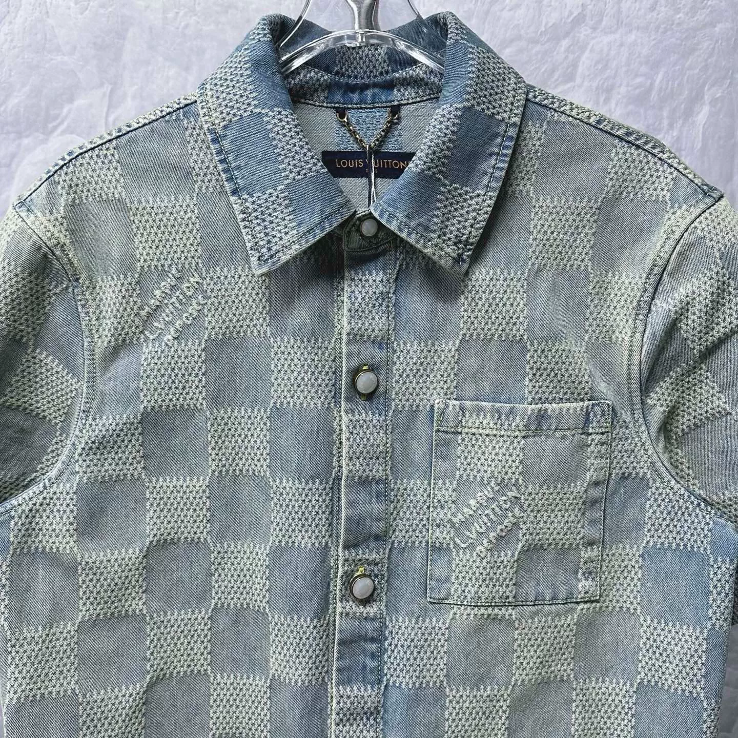 Louis Vuitton FW25 Checkered Denim Short Sleeve Shirt — front