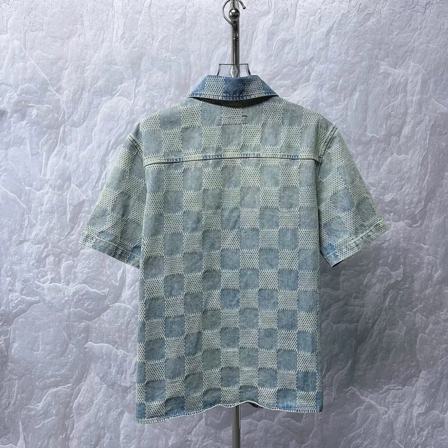 Louis Vuitton FW25 Checkered Denim Short Sleeve Shirt — back