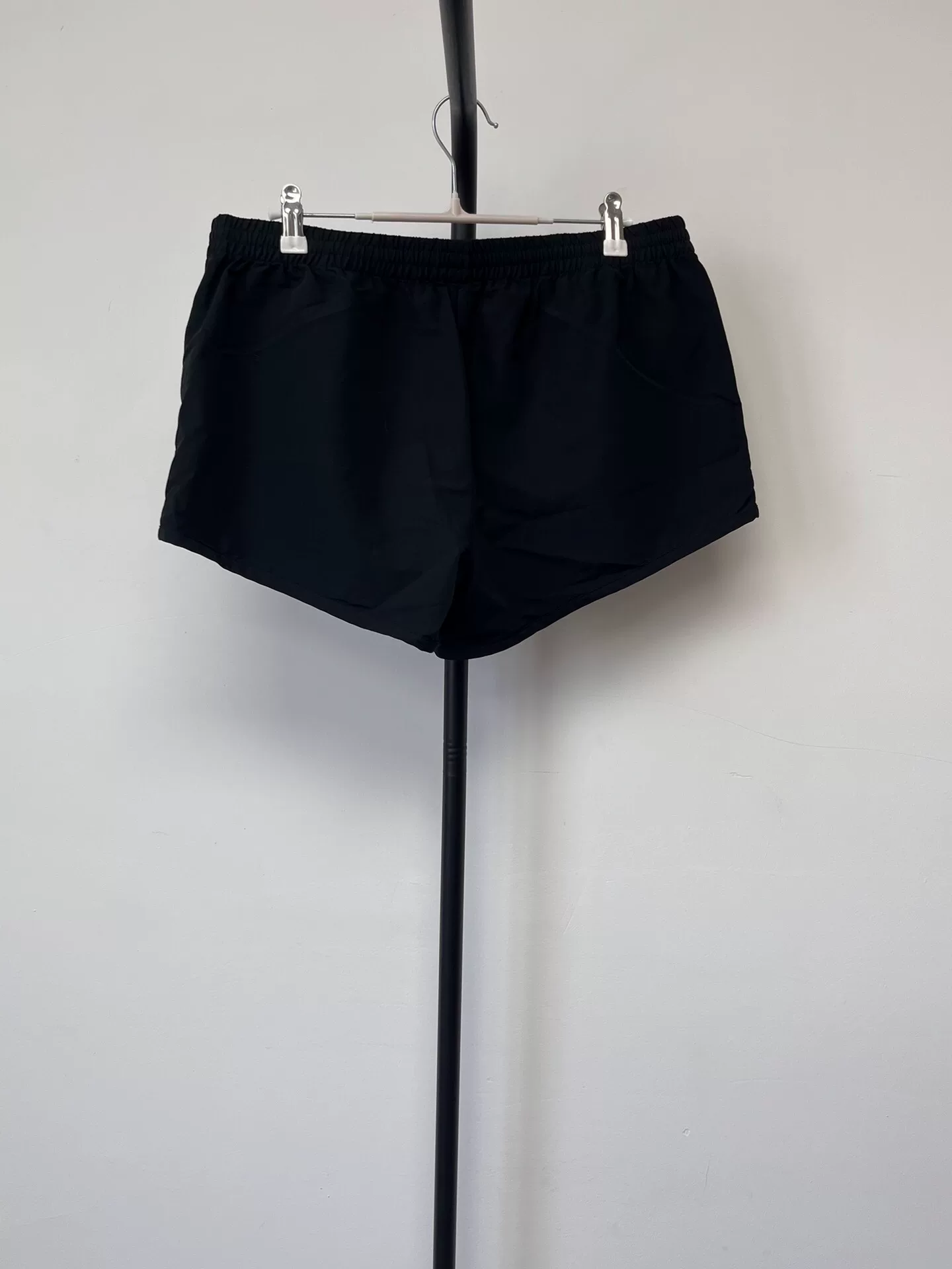 Balenciaga Black Elastic Waist Drawstring Shorts — front