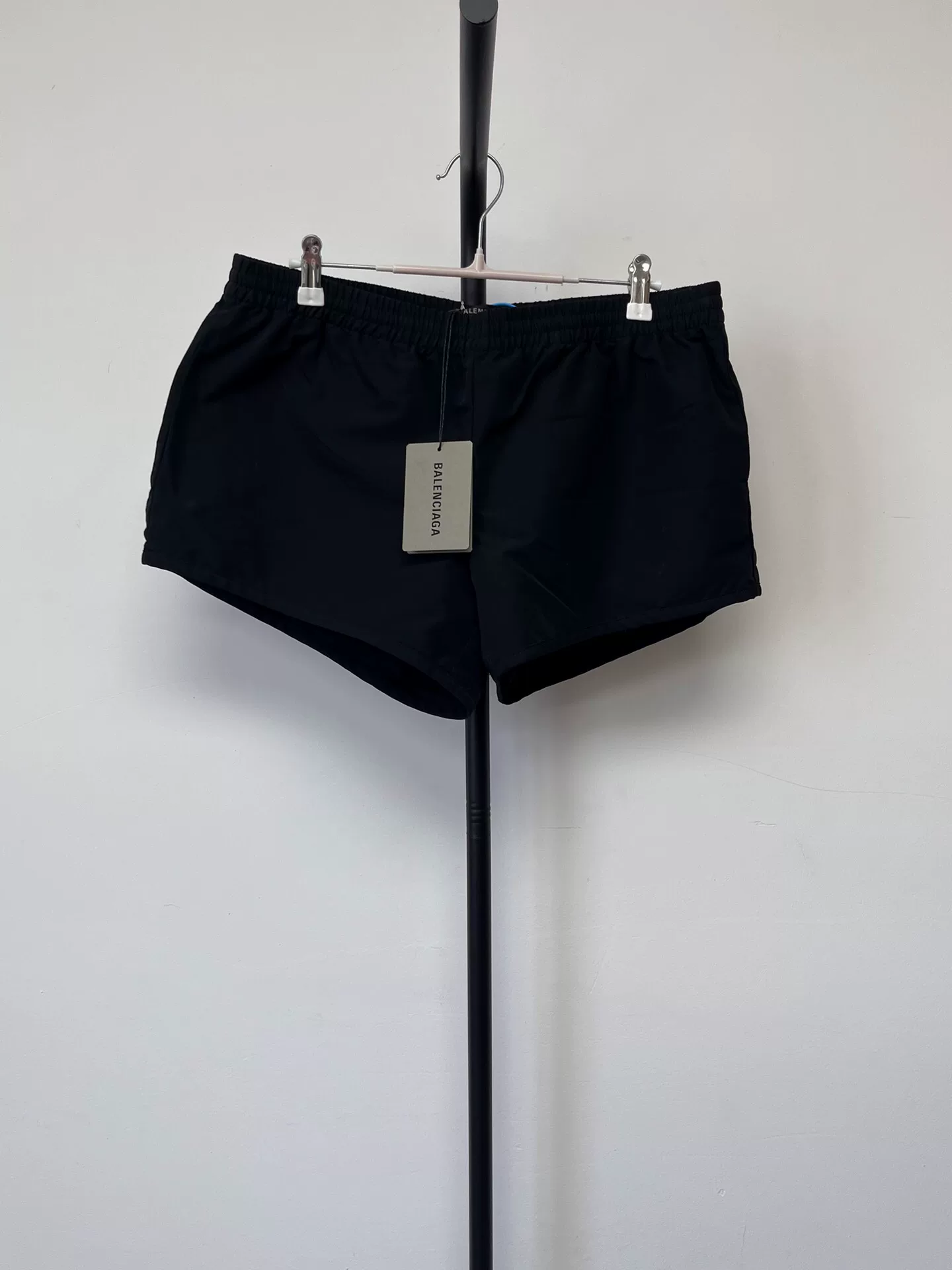 Balenciaga Black Elastic Waist Drawstring Shorts
