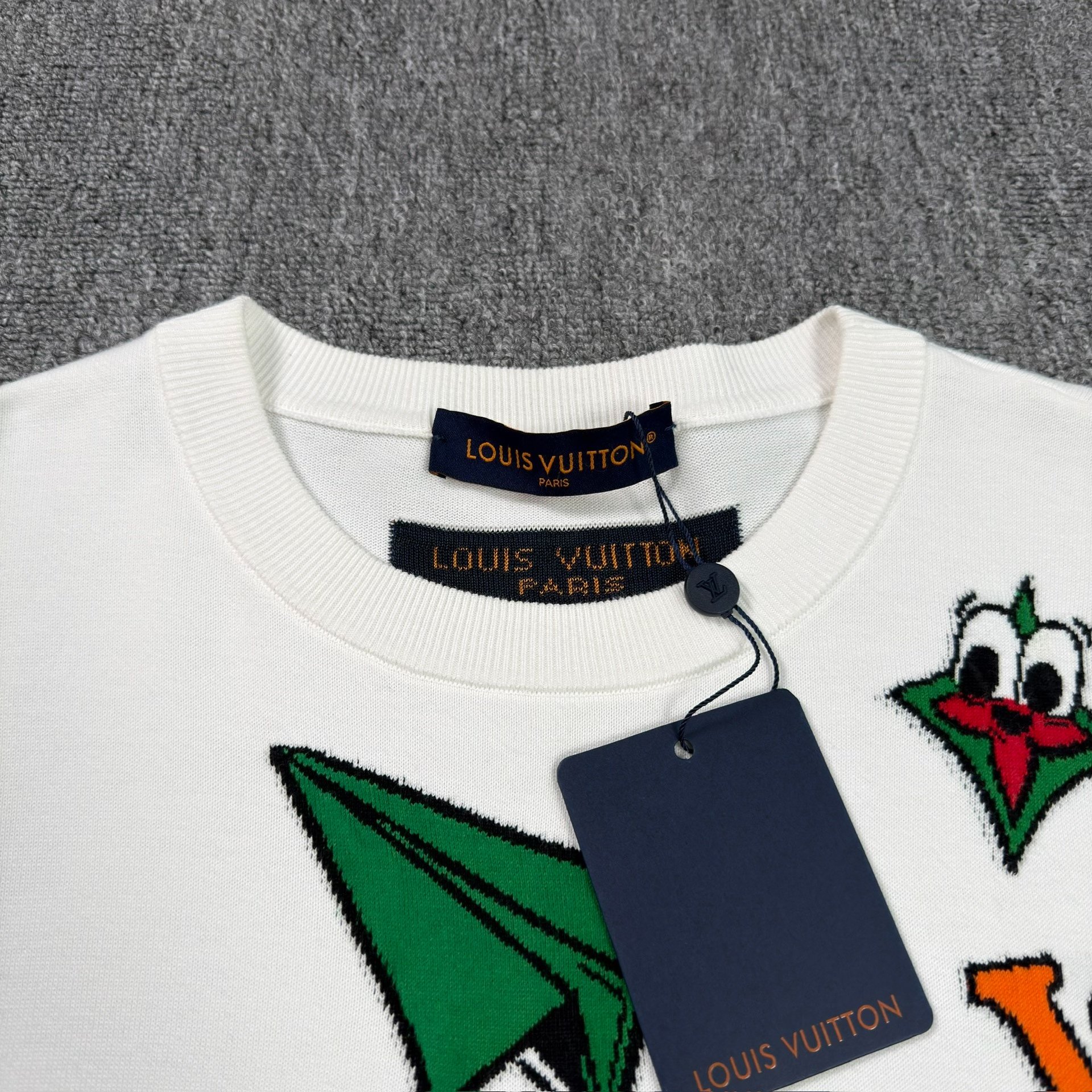 Louis Vuitton White Cartoon Plane Knit Top — detail