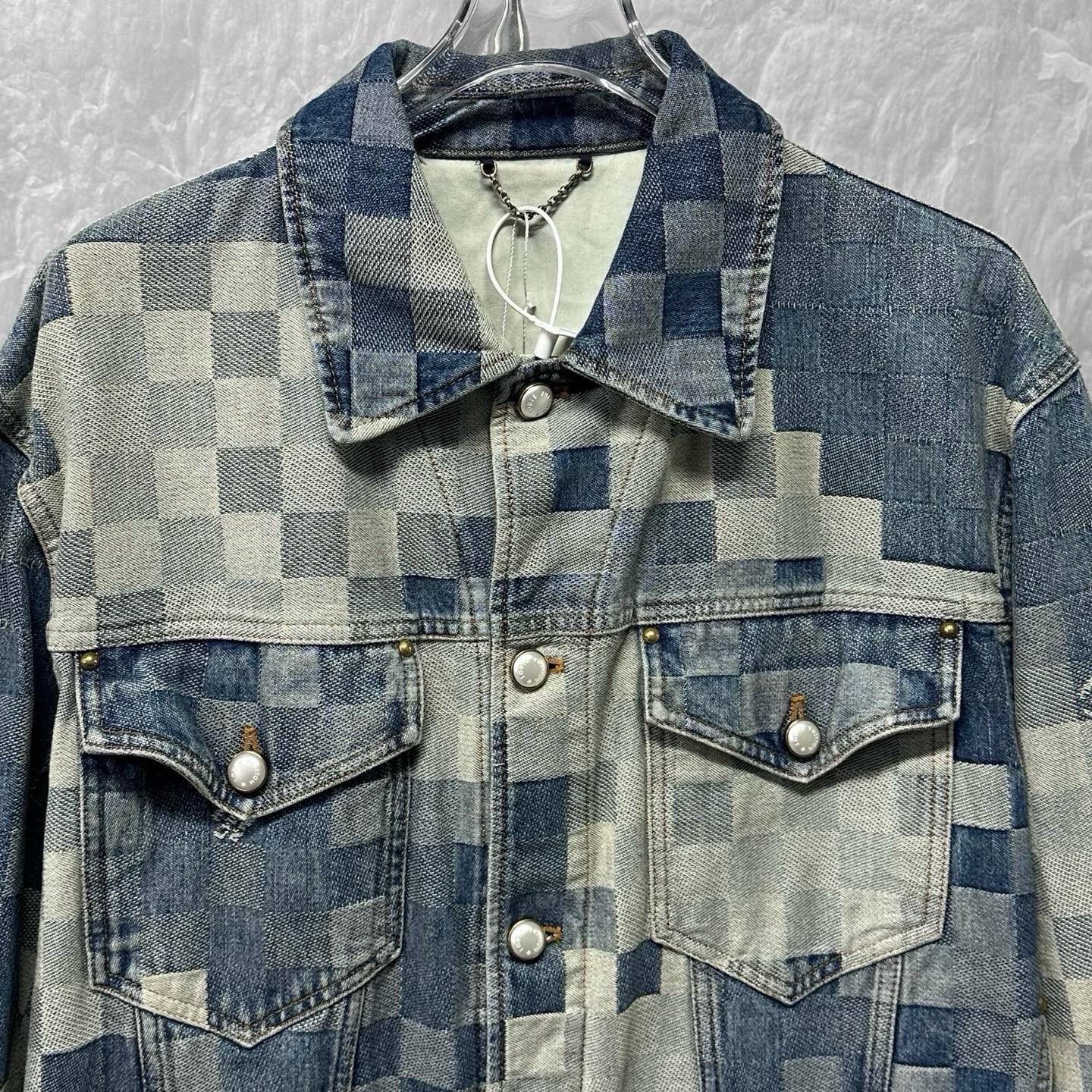 Louis Vuitton SS24 Pharrell Checkerboard Denim Jacket — front