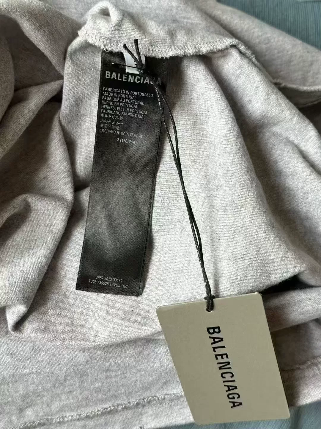 Balenciaga BE KIND Gray Short-Sleeve T-Shirt — detail