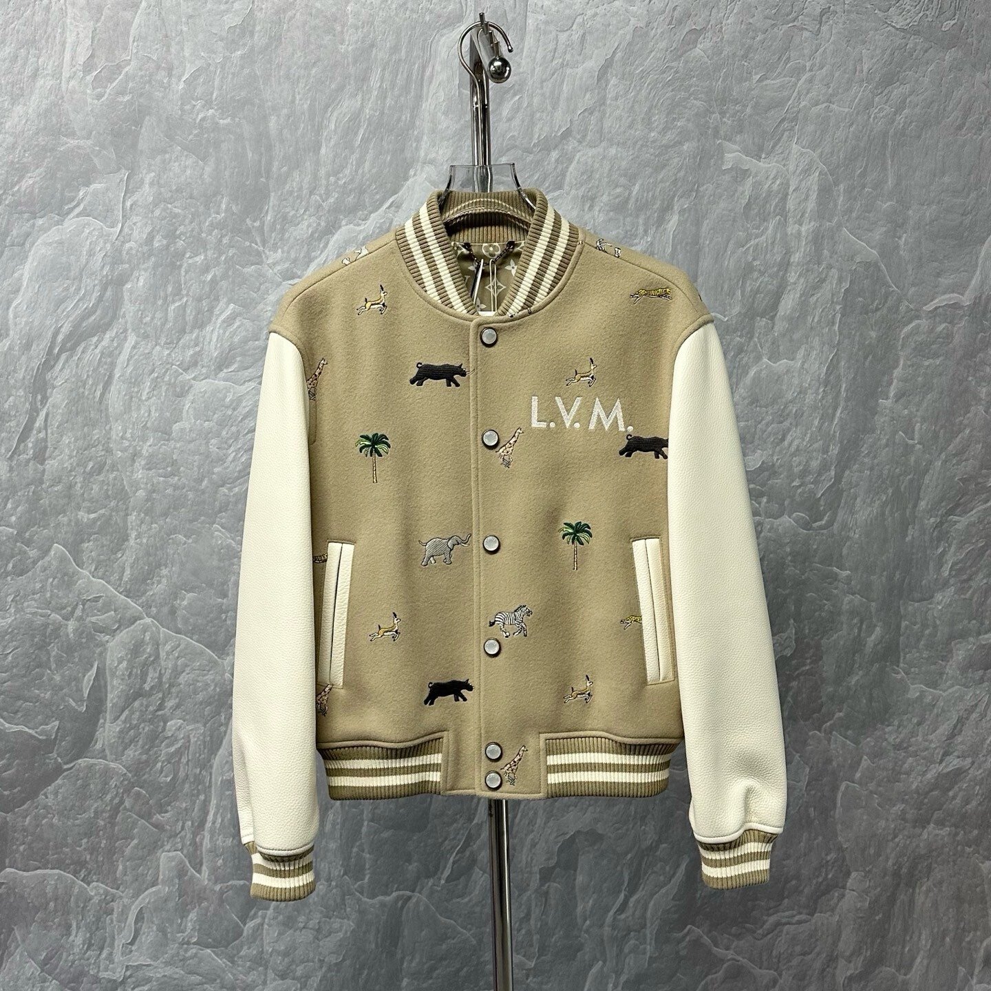Louis Vuitton SS26 Animal Embroidery Baseball Jacket