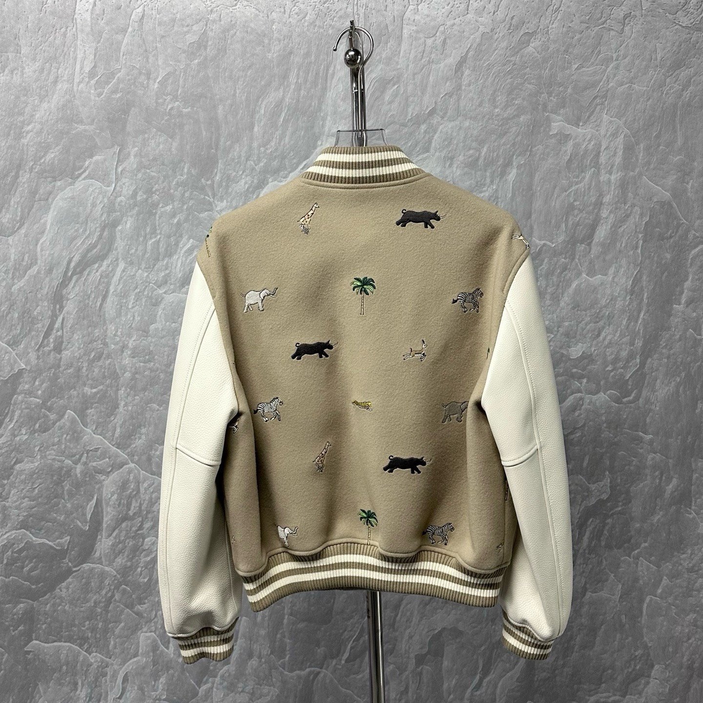 Louis Vuitton SS26 Animal Embroidery Baseball Jacket — back