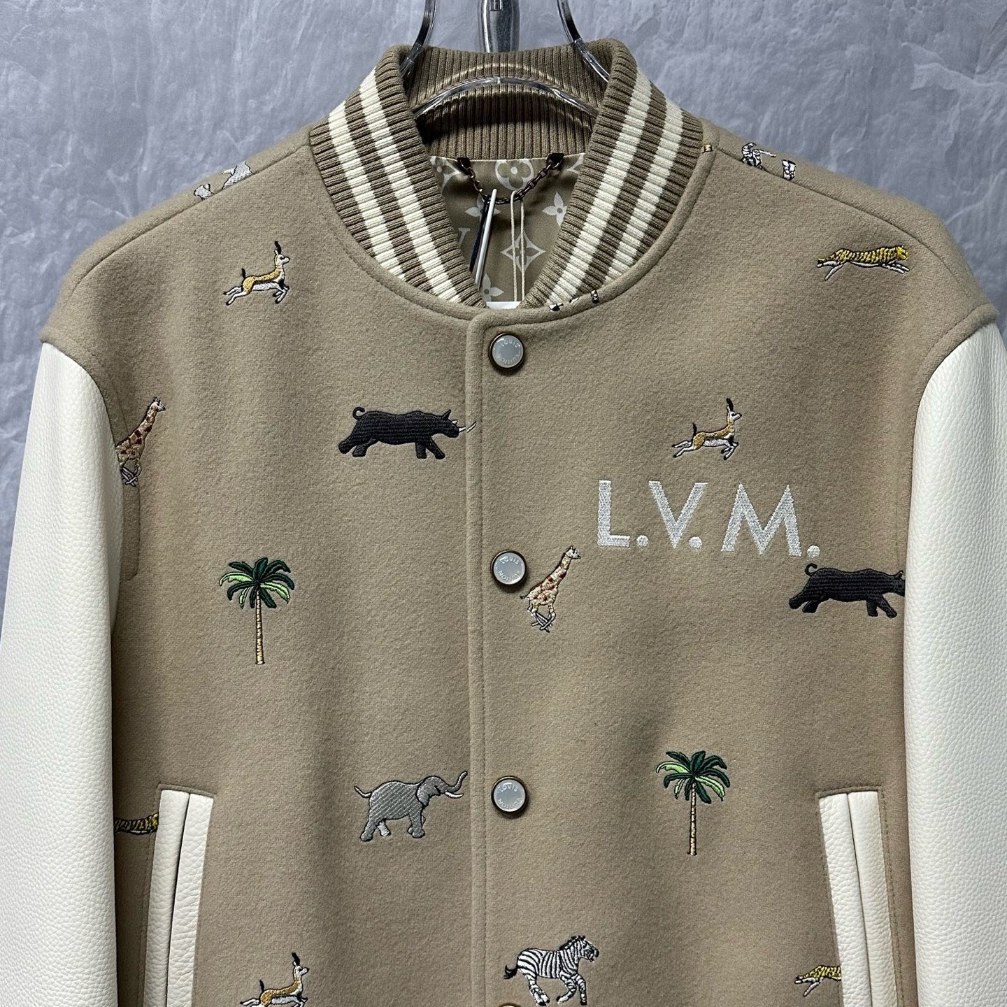 Louis Vuitton SS26 Animal Embroidery Baseball Jacket — front
