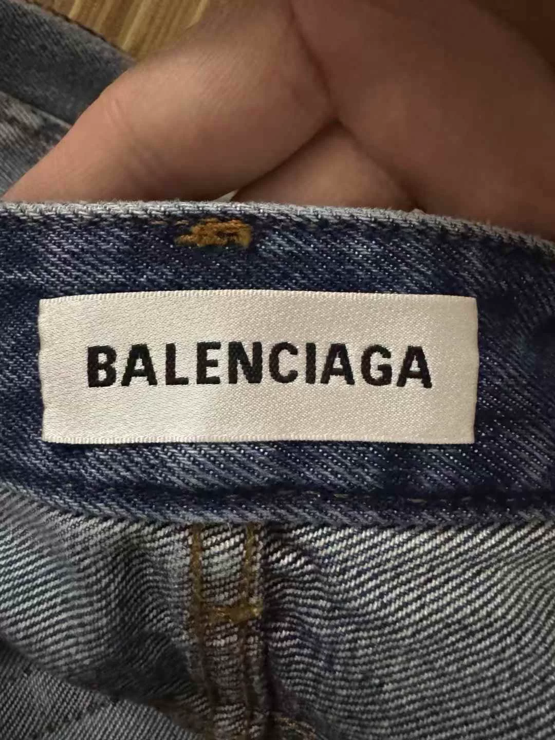 Balenciaga Patchwork Denim Skirt Shorts — back