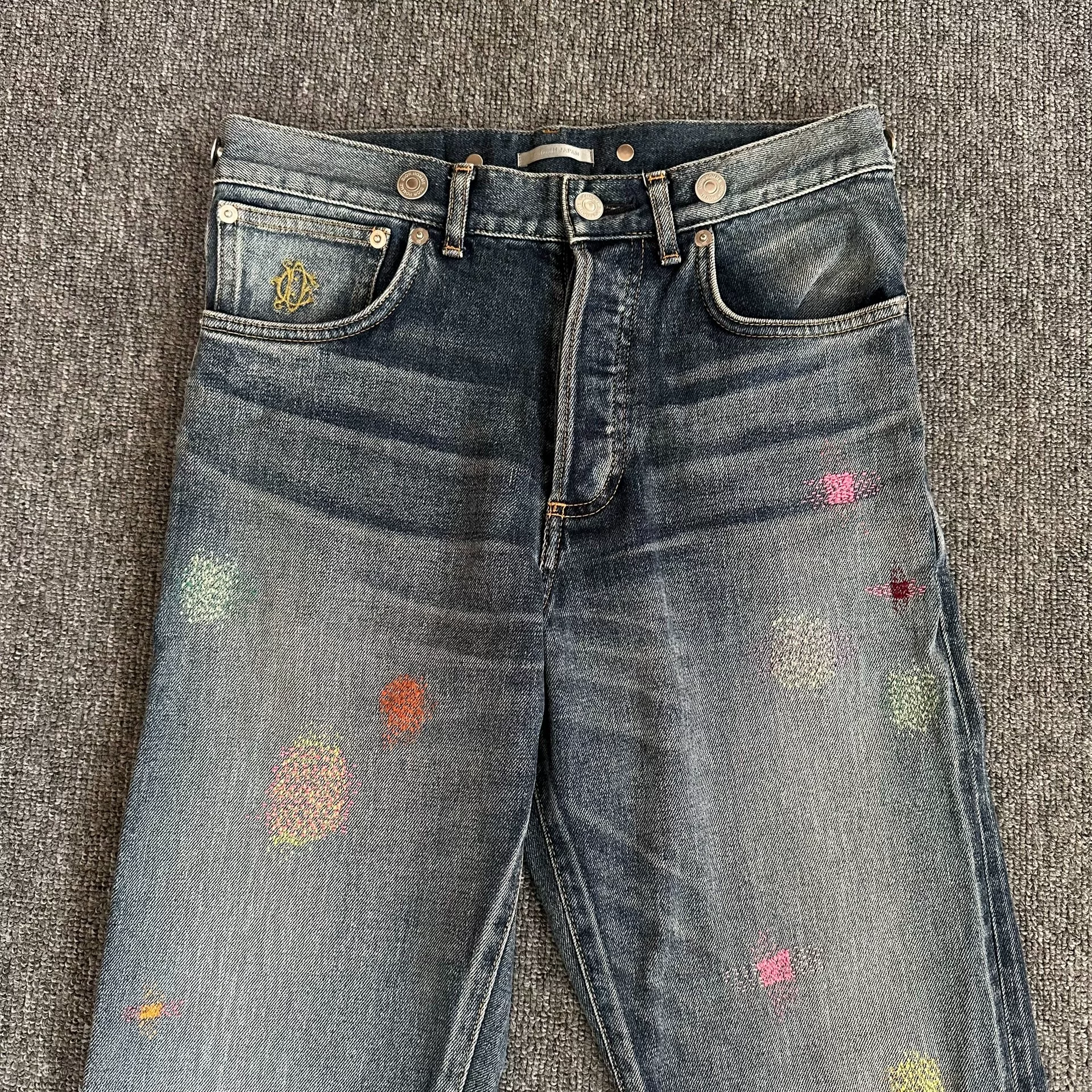 Dior Homme Embroidered Denim Jeans — front