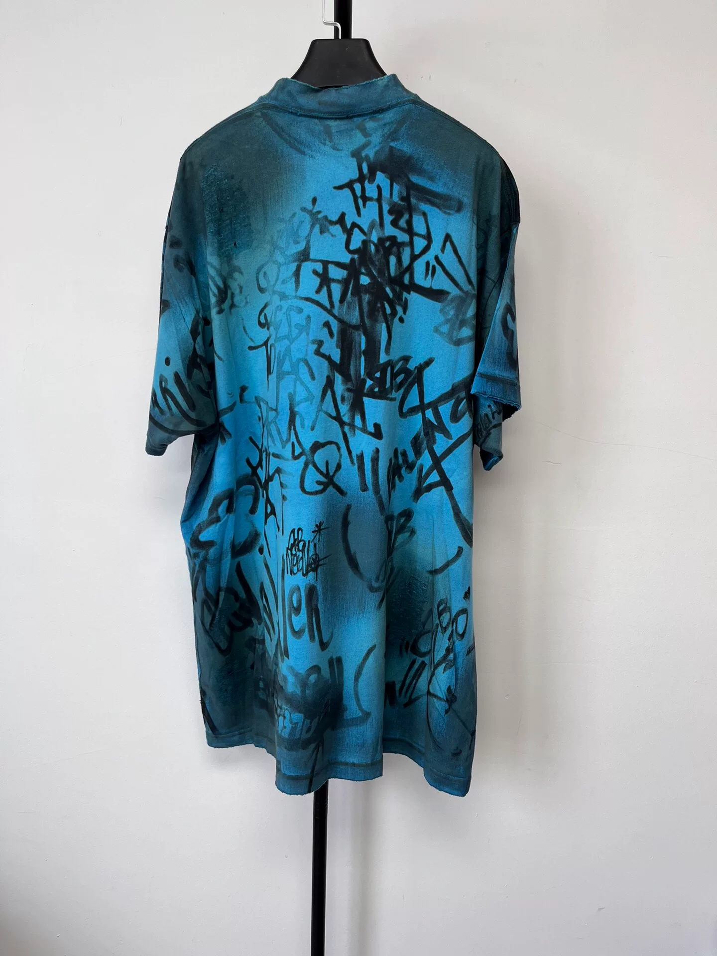 Balenciaga Blue Tie-Dye Lettering Loose T-Shirt — front