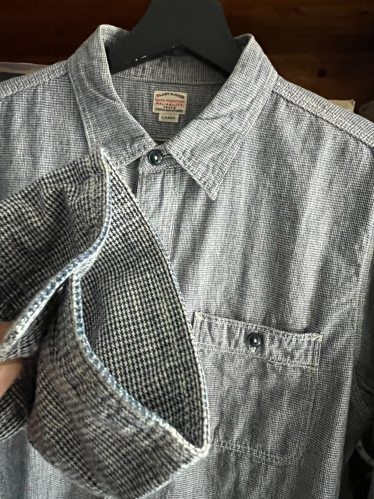 Cootie Vintage Japanese Fine Houndstooth Work Shirt — back