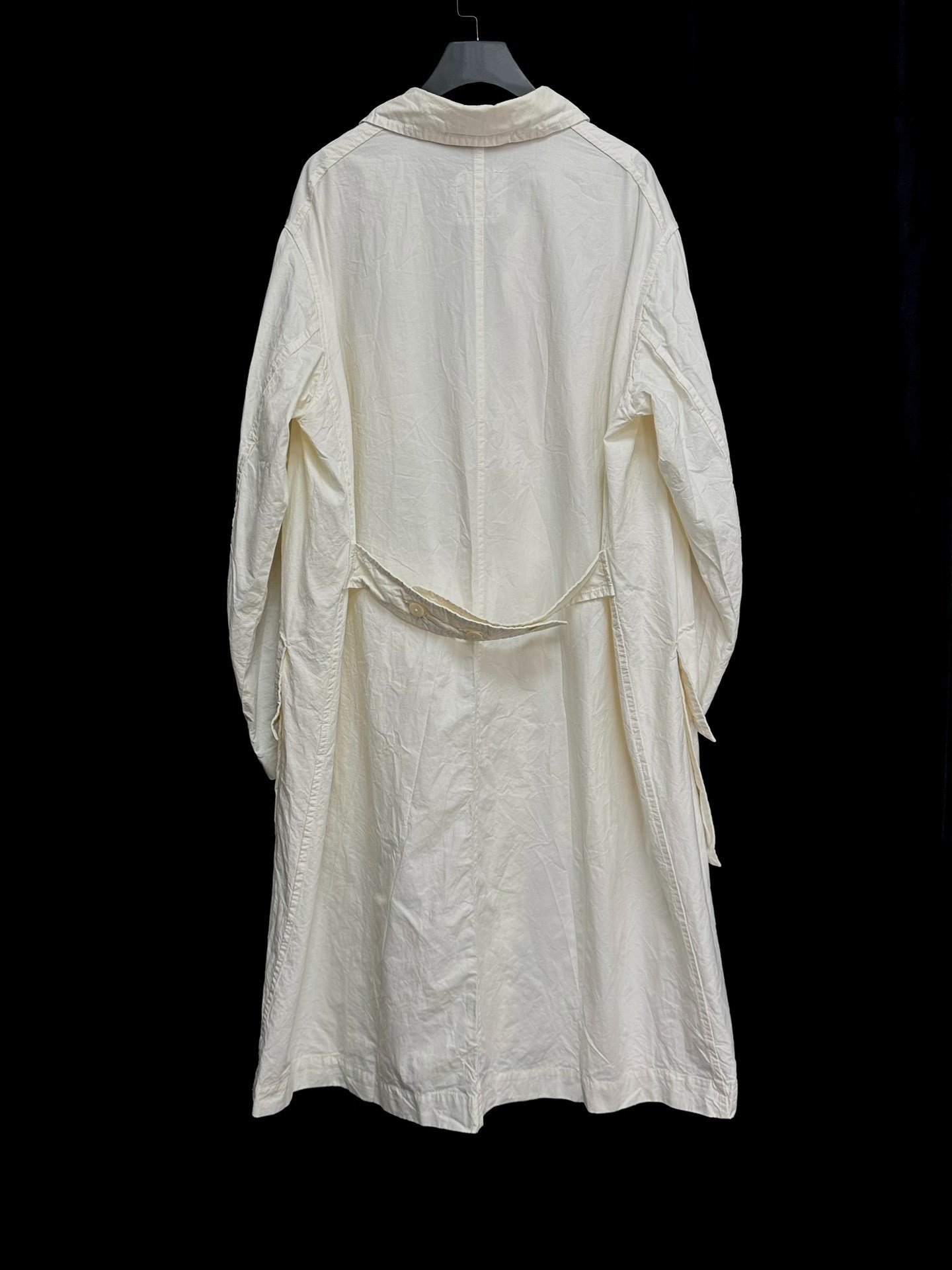 Chez VIDALENC Off-White Round Neck Paper Cotton Coat — front