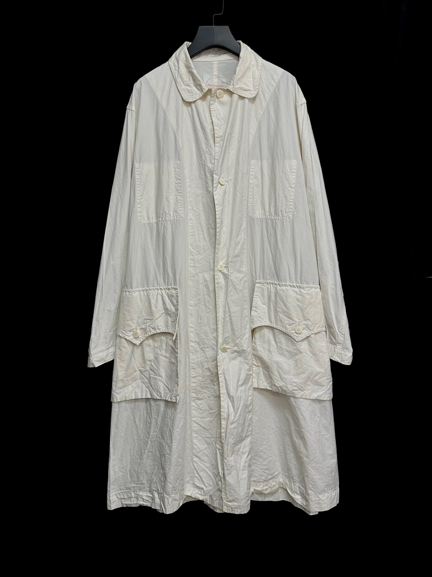 Chez VIDALENC Off-White Round Neck Paper Cotton Coat