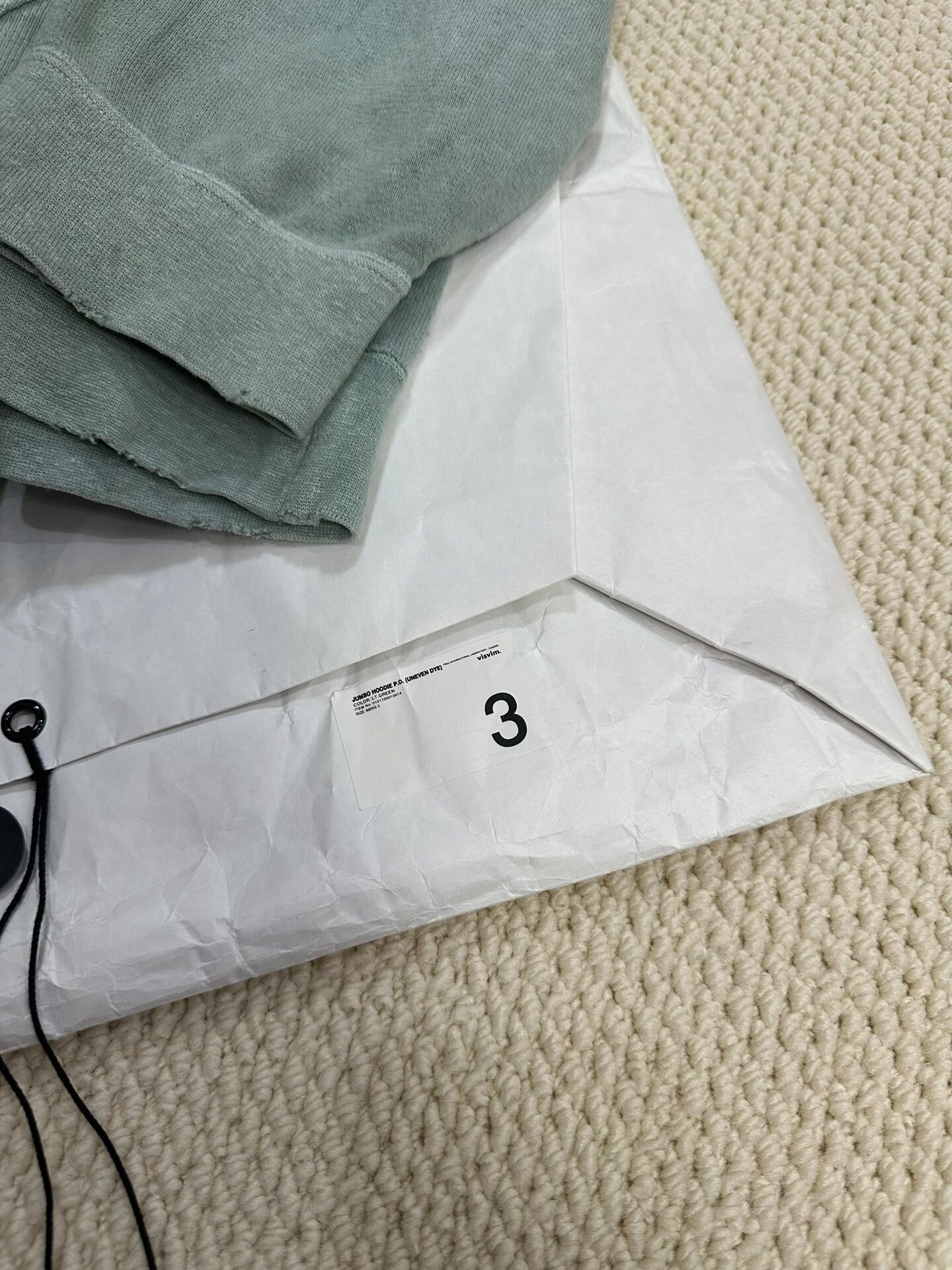 visvim jumbo hoodie size 3 — label