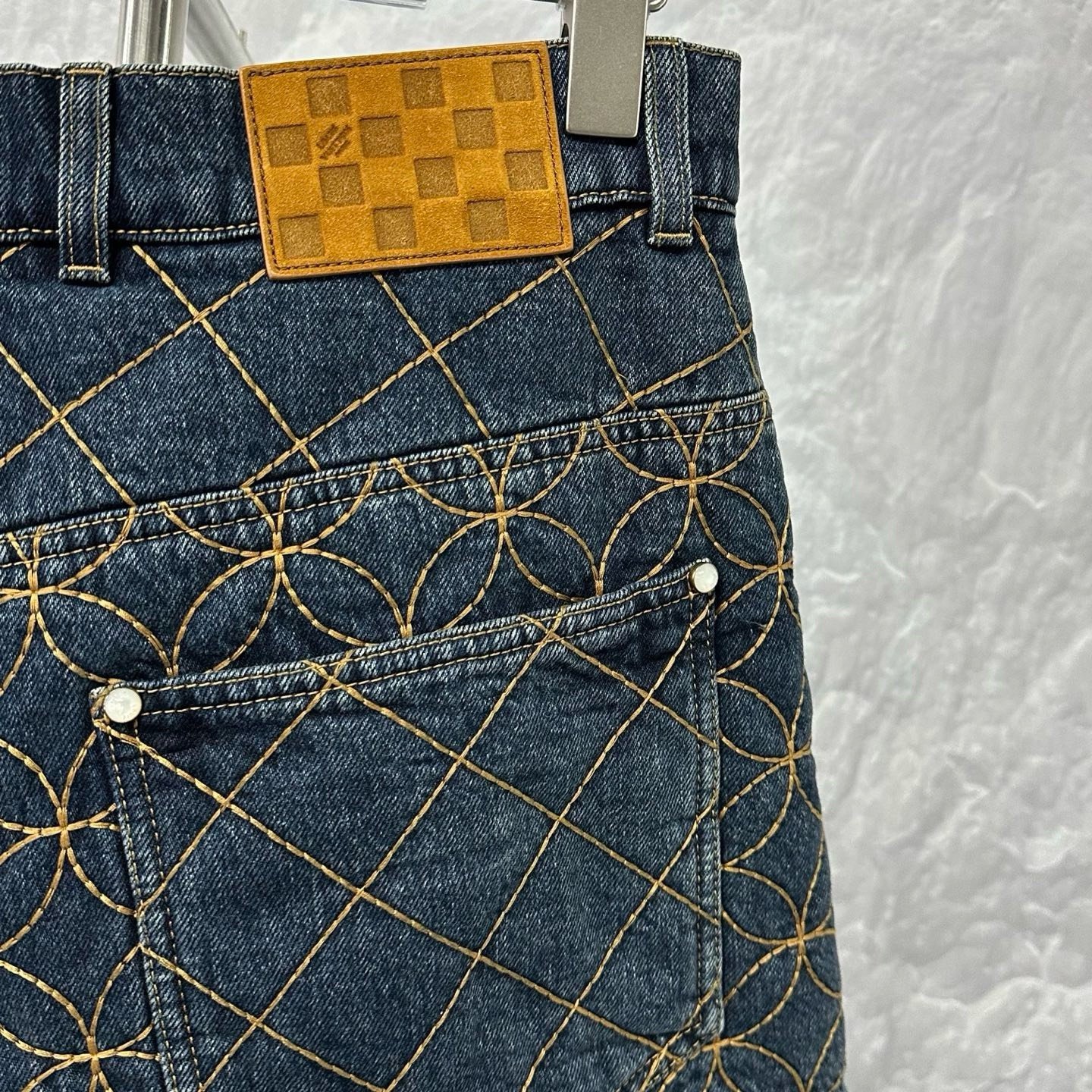Louis Vuitton Nigo Quilted Cargo Denim Shorts — detail