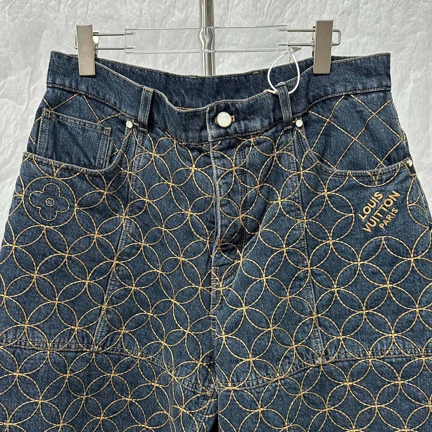 Louis Vuitton Nigo Quilted Cargo Denim Shorts — front