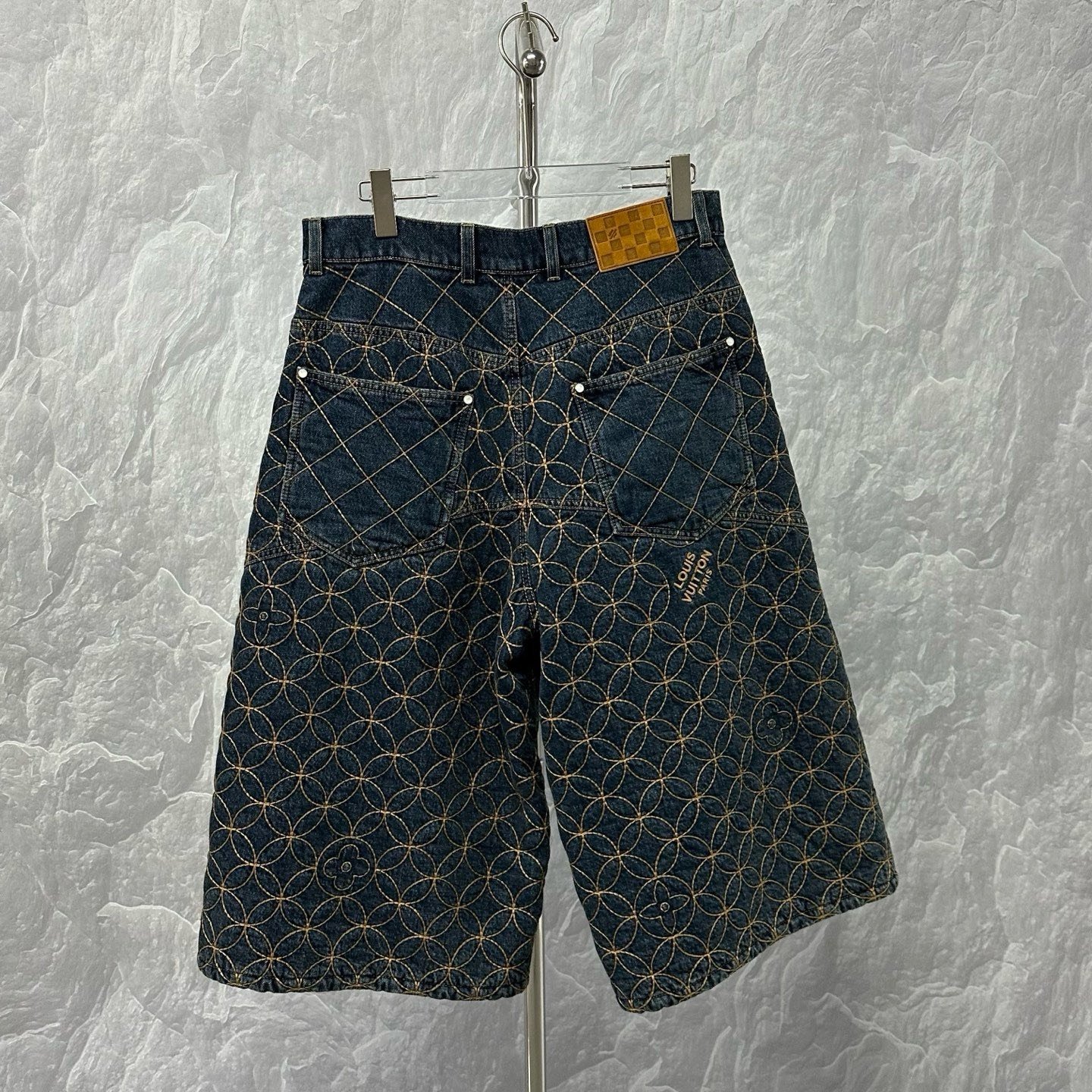 Louis Vuitton Nigo Quilted Cargo Denim Shorts — back