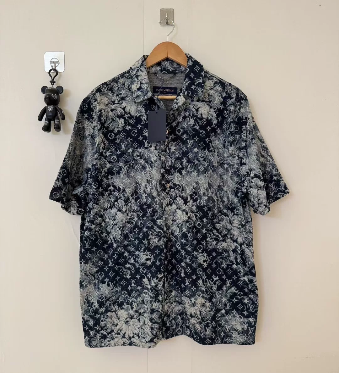 Louis Vuitton Tapestry Print Denim Short-Sleeve Shirt
