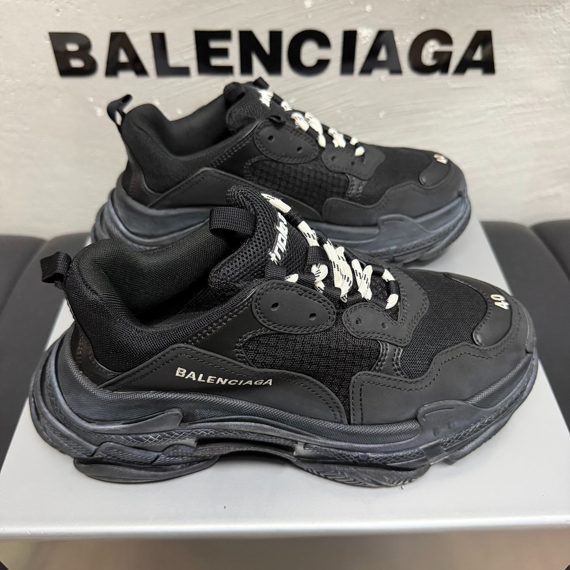Balenciaga Triple S Black Sneakers Size 40 — back