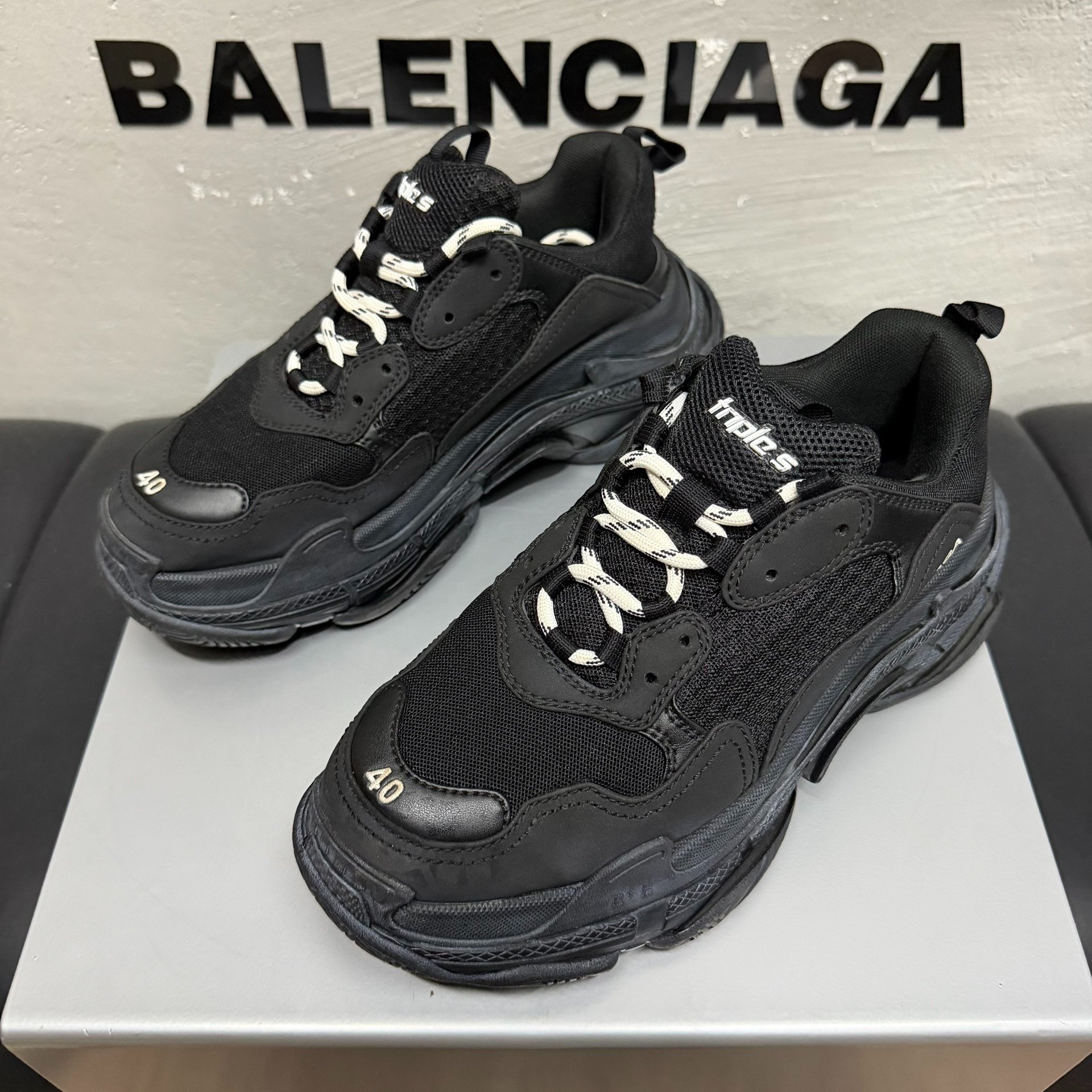 Balenciaga Triple S Black Sneakers Size 40