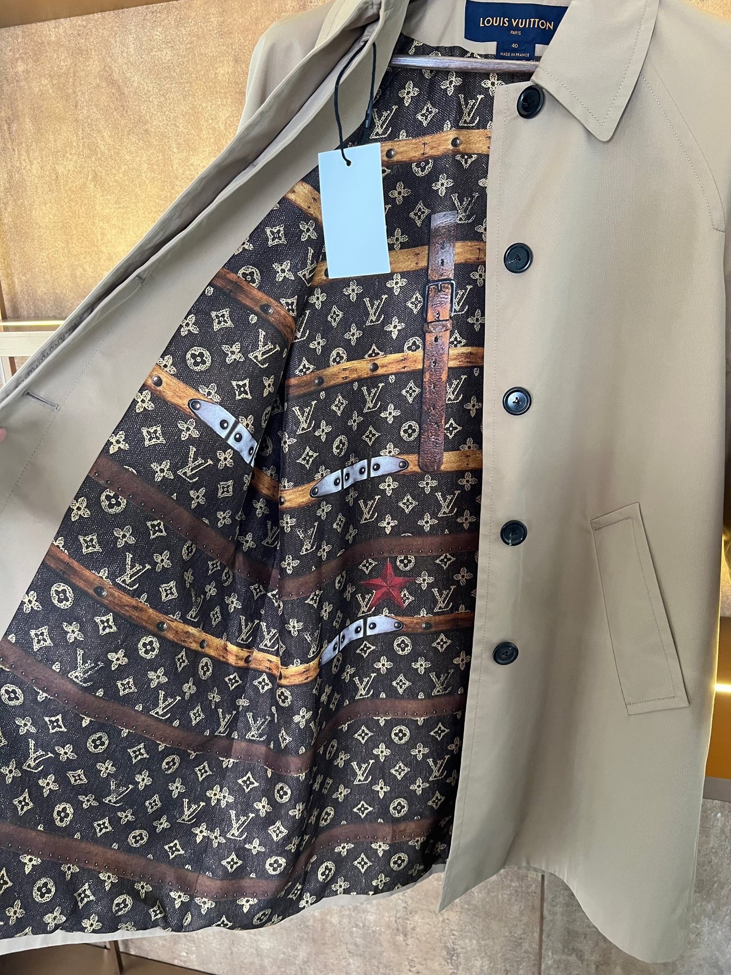 Louis Vuitton Khaki Trench Coat — label