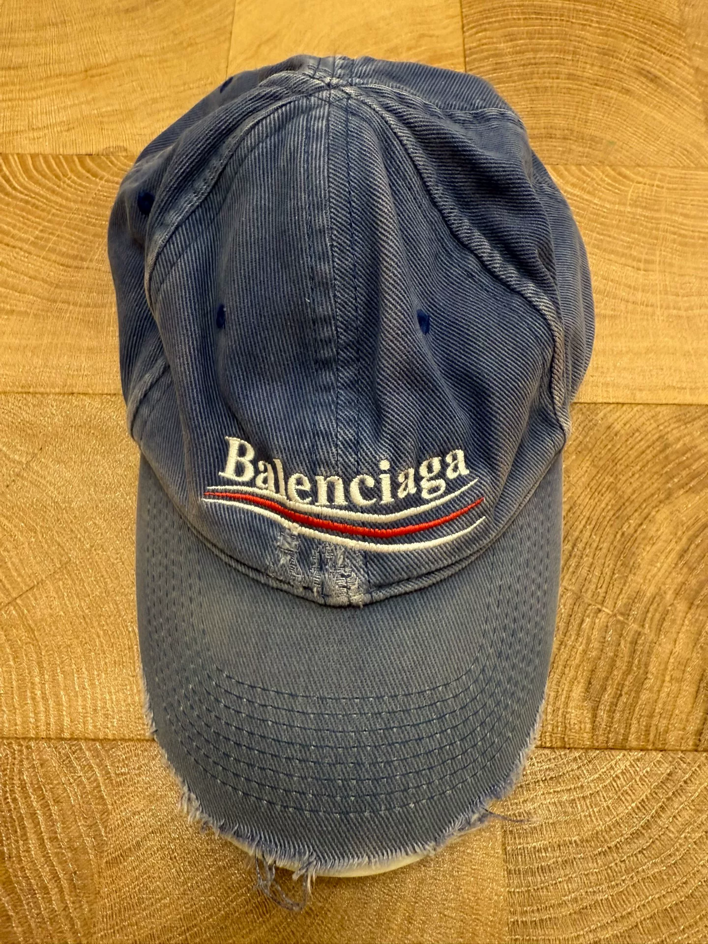 Balenciaga Blue Distressed Baseball Cap
