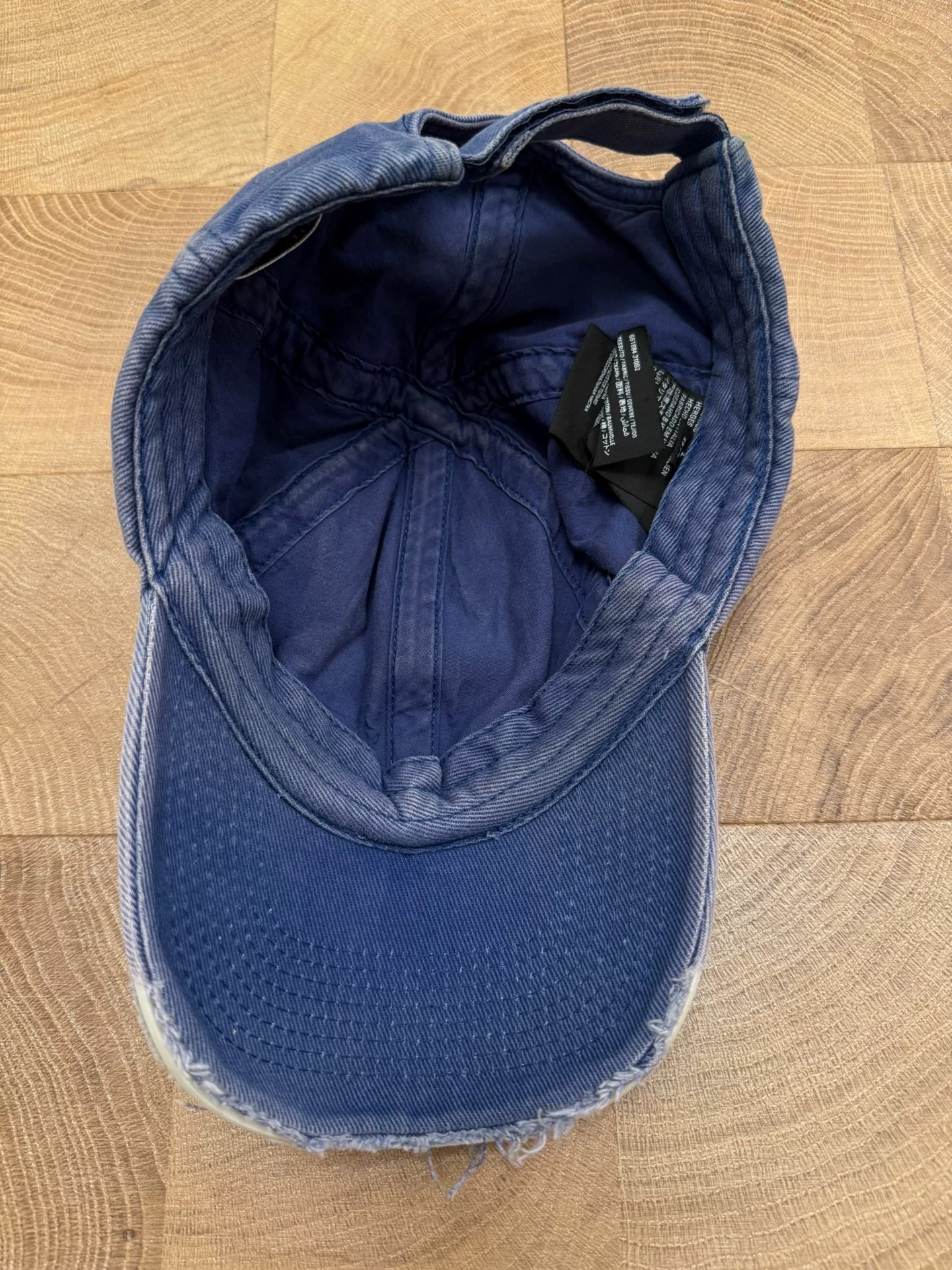Balenciaga Blue Distressed Baseball Cap — detail