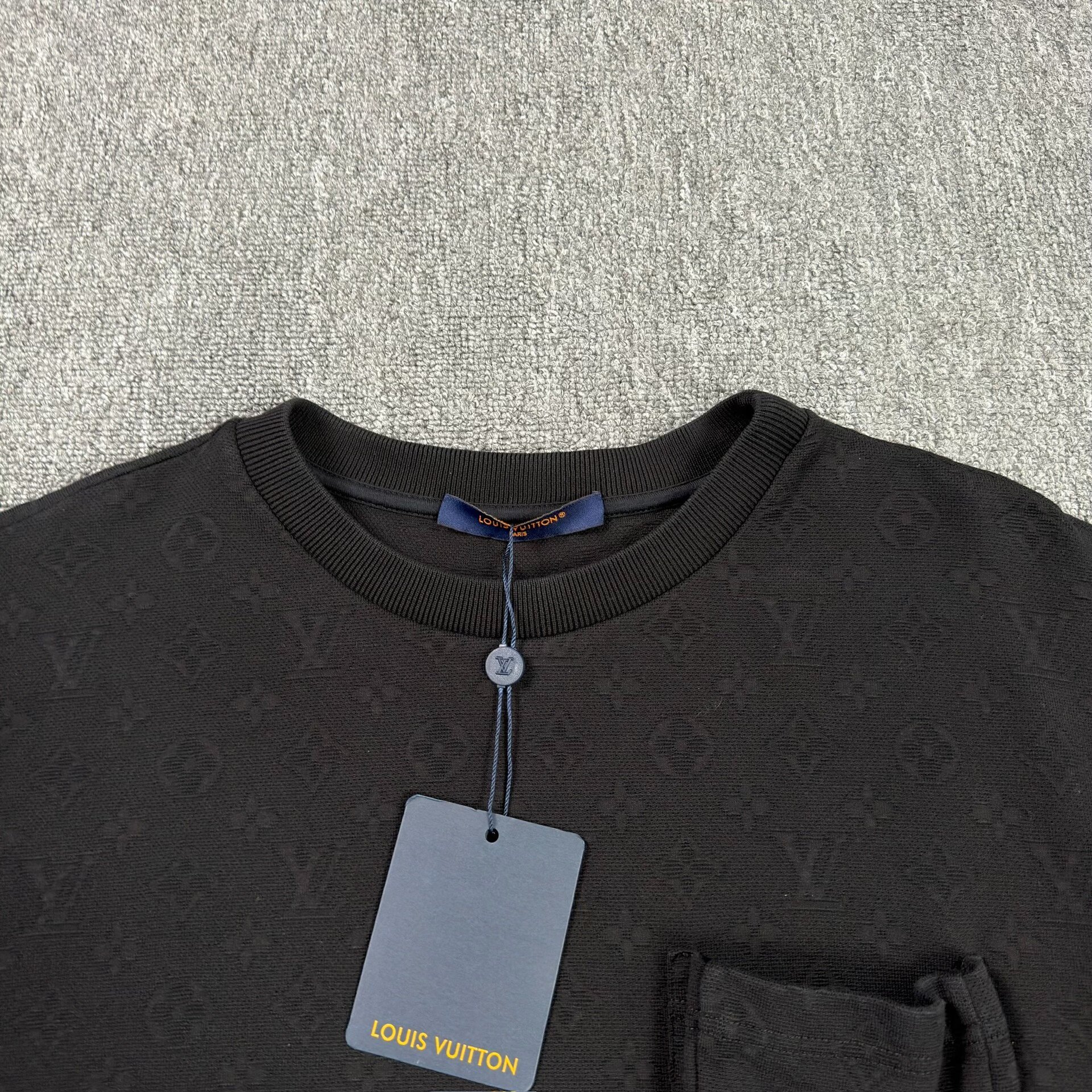 Louis Vuitton Black Embossed Pocket T-Shirt — detail