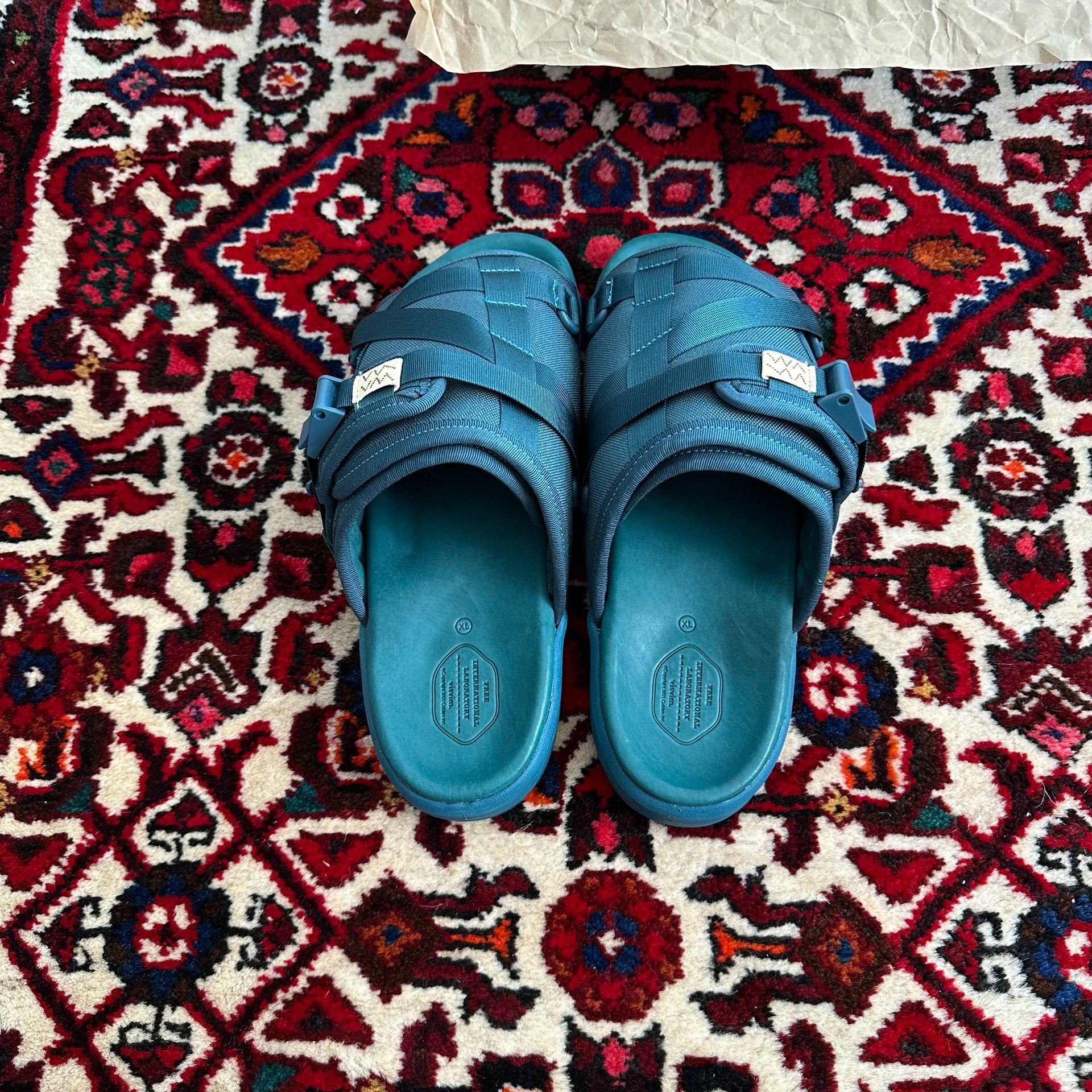 VISVIM 25SS CHRISTO Blue Slippers — front