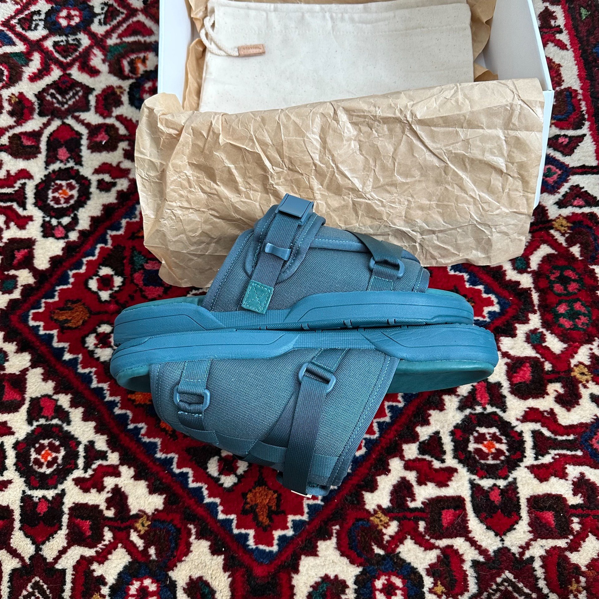 VISVIM 25SS CHRISTO Blue Slippers — detail