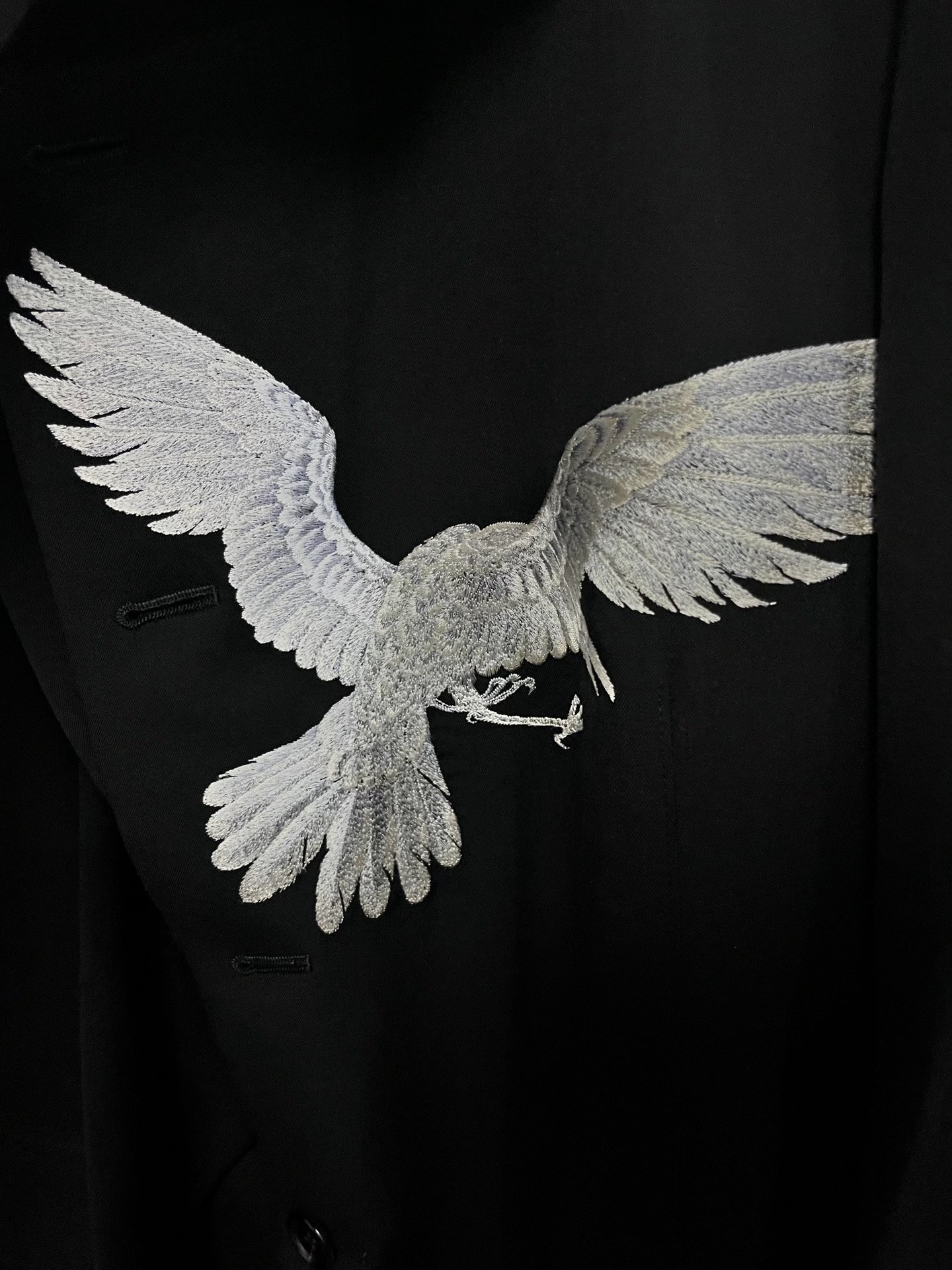 Yohji Yamamoto Long Bird Embroidery Coat — back
