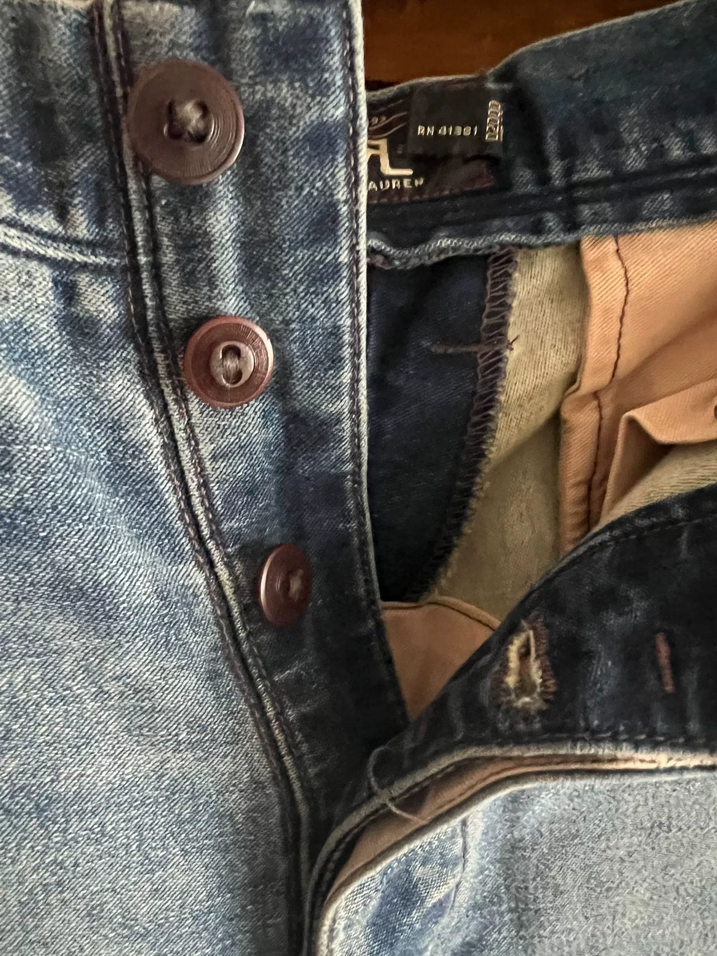 Double RRL Washed Distressed Denim Overalls — label